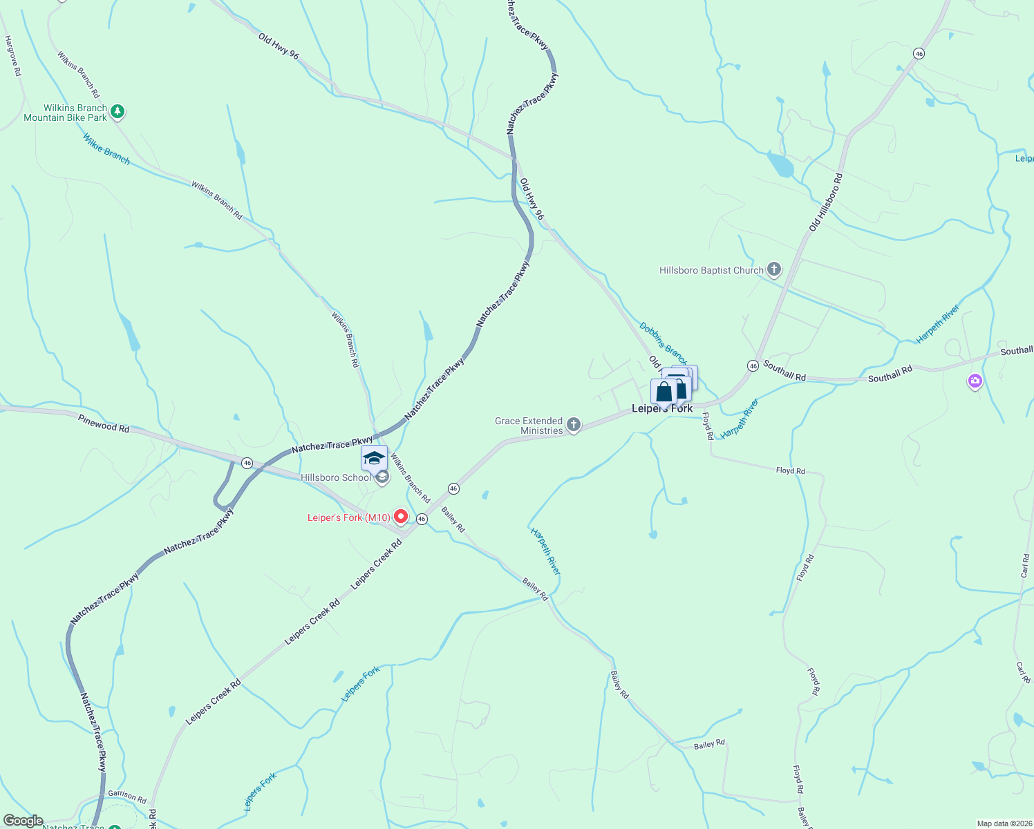 map of restaurants, bars, coffee shops, grocery stores, and more near 4296 Old Hillsboro Rd in Franklin