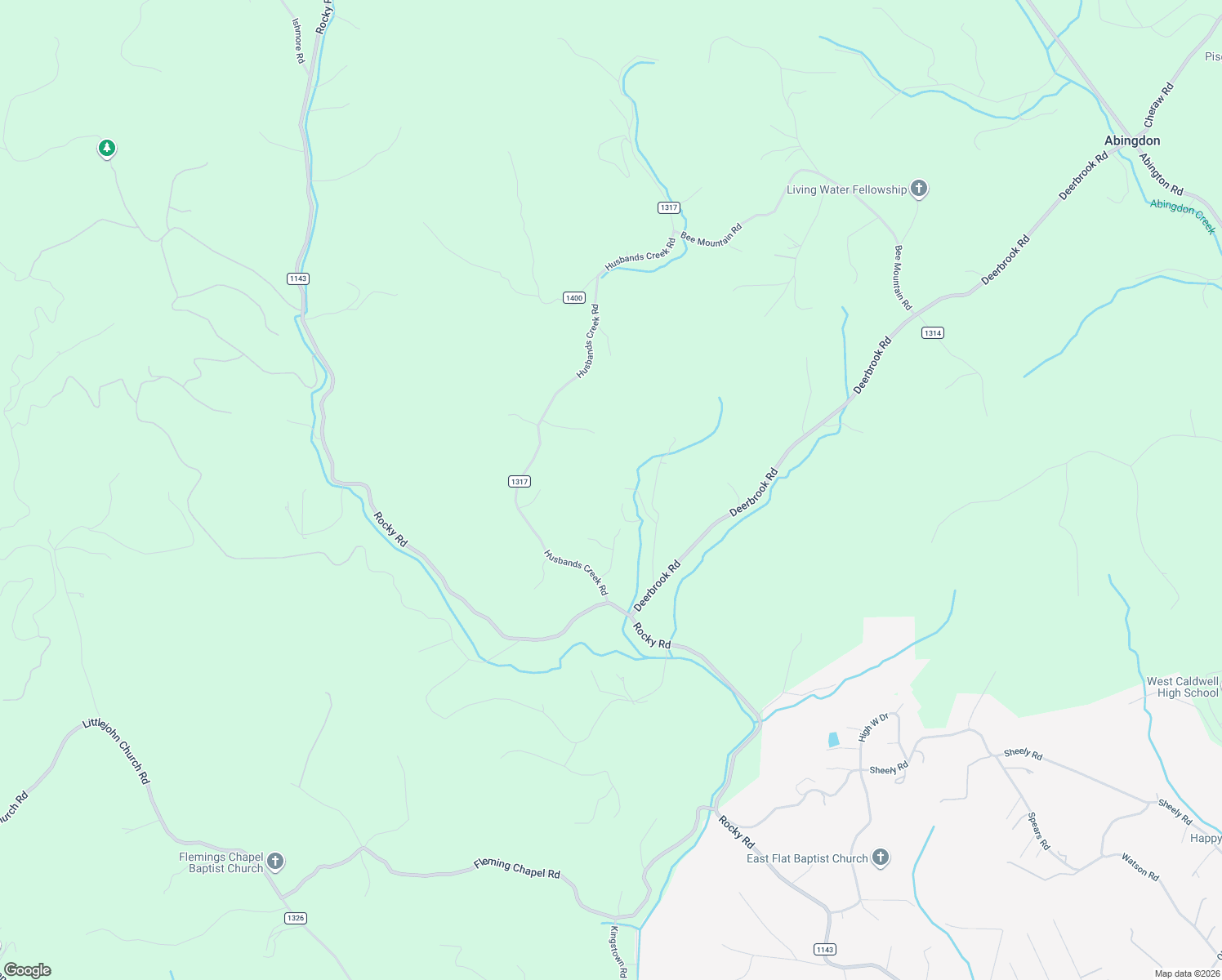 map of restaurants, bars, coffee shops, grocery stores, and more near 1705 Oakwood Church Road in Lenoir