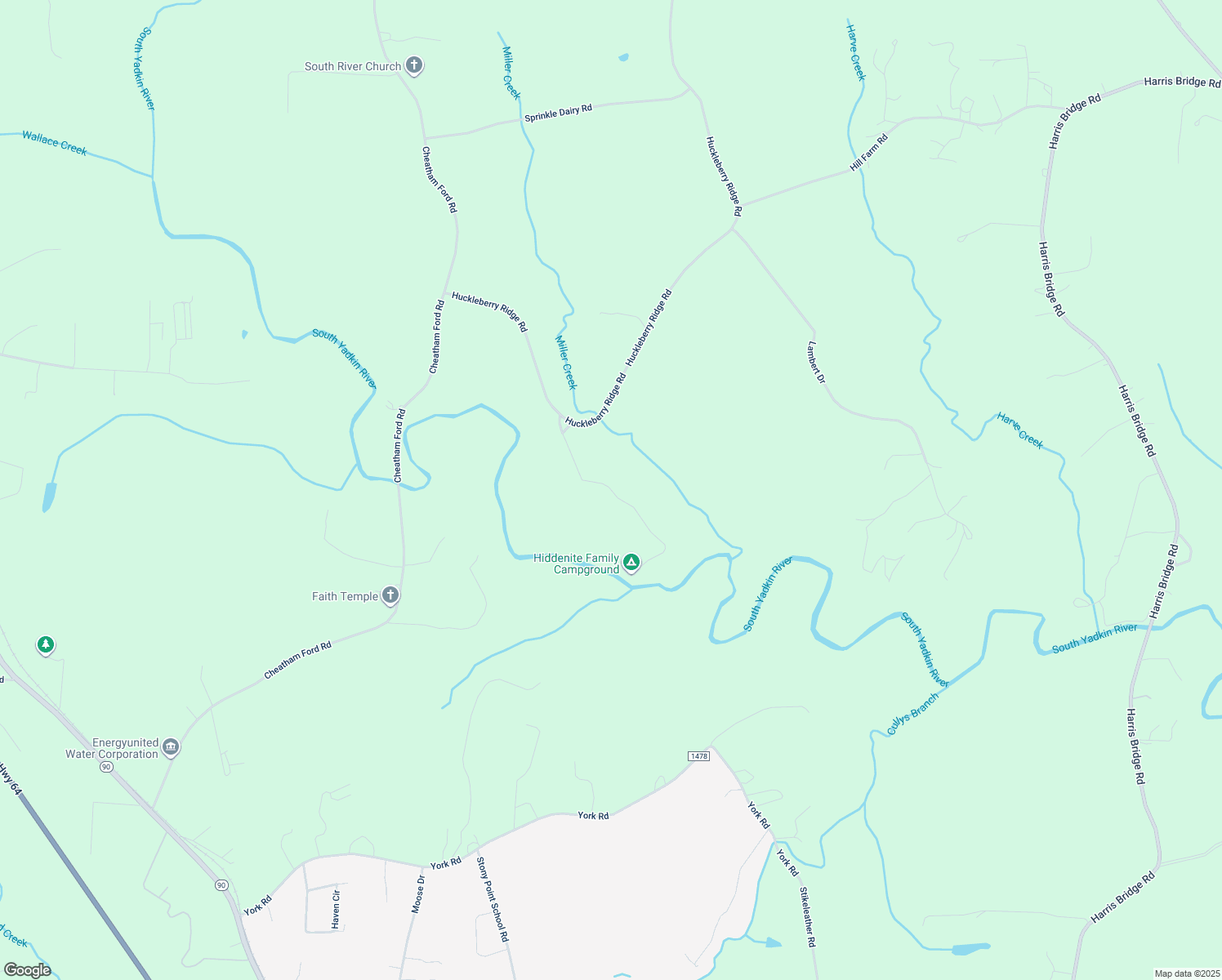 map of restaurants, bars, coffee shops, grocery stores, and more near Princess Lane in Alexander County
