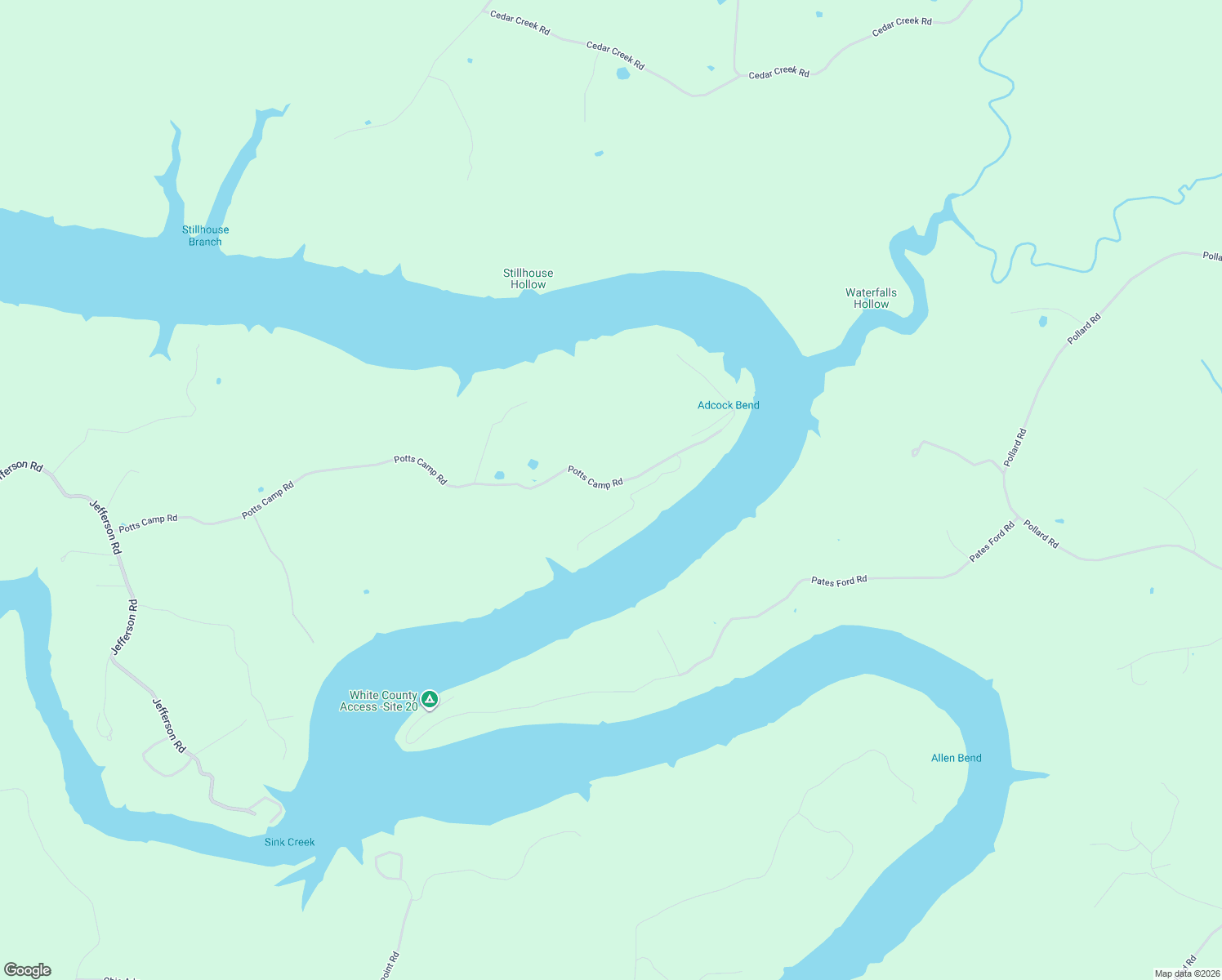 map of restaurants, bars, coffee shops, grocery stores, and more near 1582 Potts Camp Road in Smithville