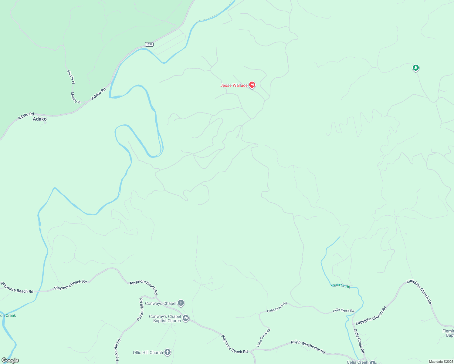 map of restaurants, bars, coffee shops, grocery stores, and more near Highland River Road in Lenoir