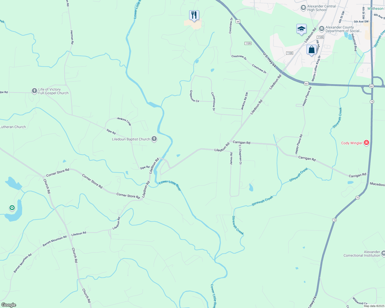map of restaurants, bars, coffee shops, grocery stores, and more near in Taylorsville