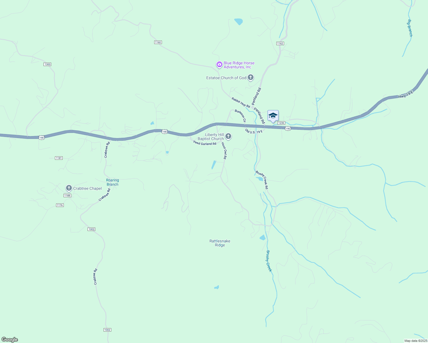 map of restaurants, bars, coffee shops, grocery stores, and more near 426 Hoot Owl Road in Spruce Pine