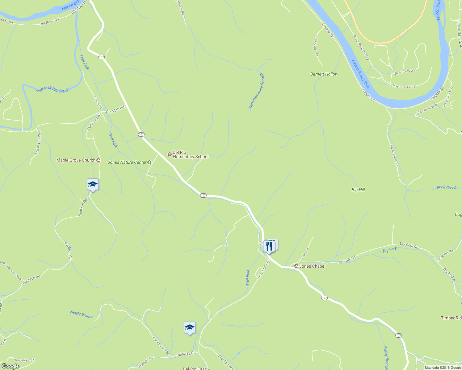 map of restaurants, bars, coffee shops, grocery stores, and more near 600 Tennessee 107 in Del Rio