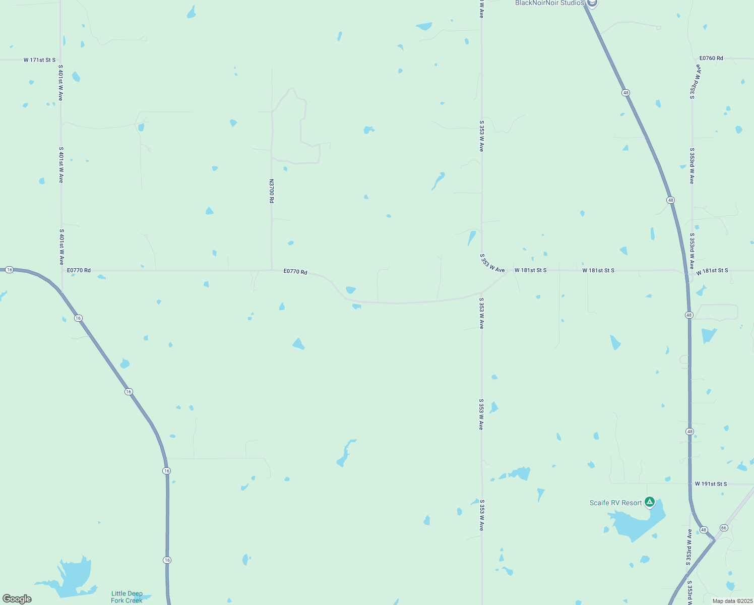 map of restaurants, bars, coffee shops, grocery stores, and more near 37701 W 181st Street South in Bristow