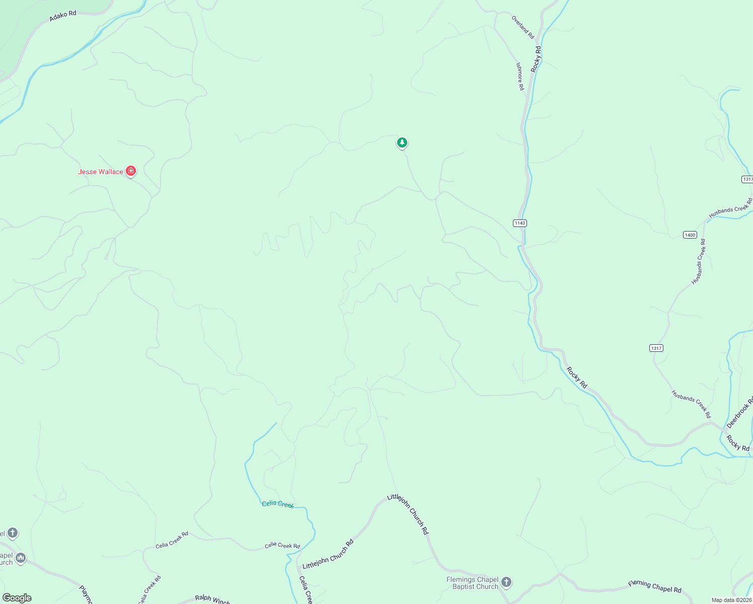 map of restaurants, bars, coffee shops, grocery stores, and more near 1067 Round Rock Road in Lenoir