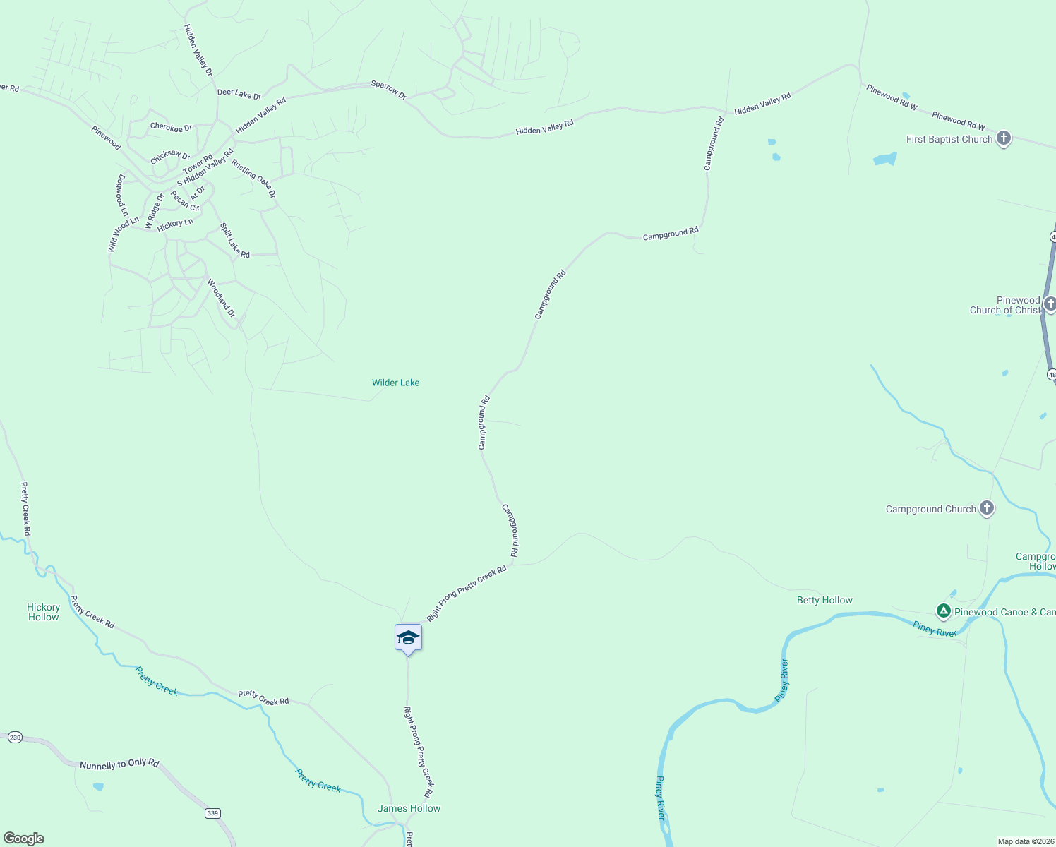 map of restaurants, bars, coffee shops, grocery stores, and more near 2901 Campground Road in Nunnelly