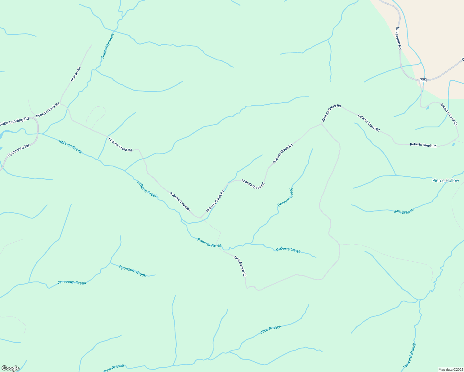 map of restaurants, bars, coffee shops, grocery stores, and more near 2107 Roberts Creek Road in Waverly