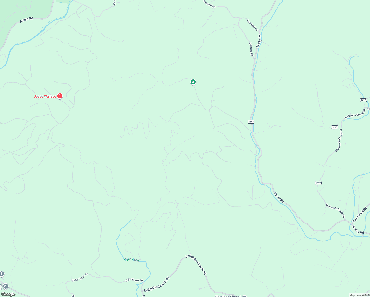 map of restaurants, bars, coffee shops, grocery stores, and more near 1038 Round Rock Road in Lenoir