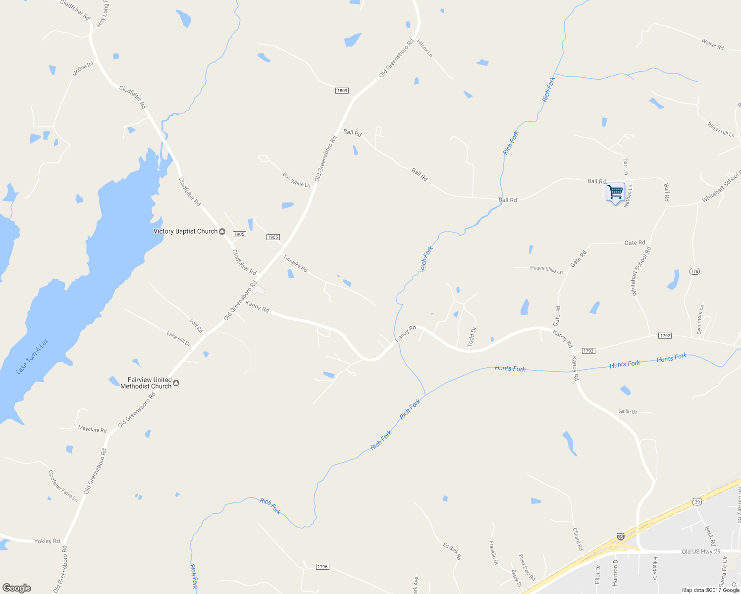 map of restaurants, bars, coffee shops, grocery stores, and more near 729 Turnpike Road in Thomasville