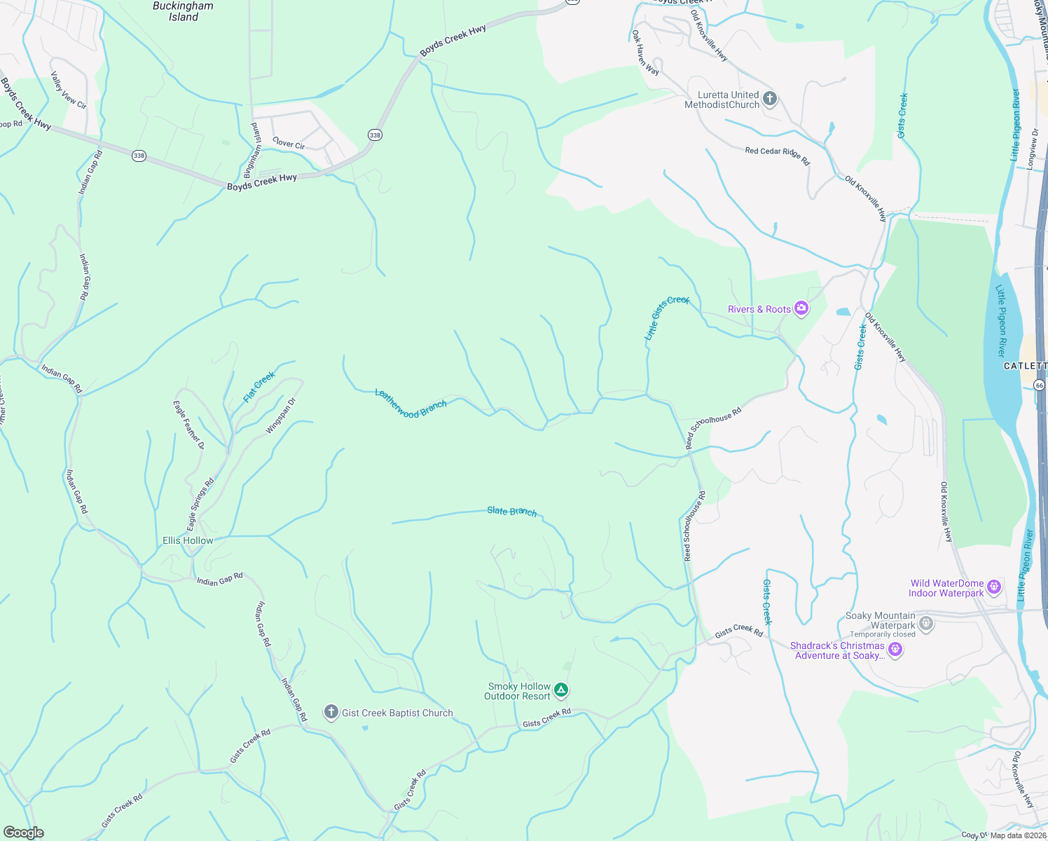 map of restaurants, bars, coffee shops, grocery stores, and more near 495 Leatherwood Road in Sevierville