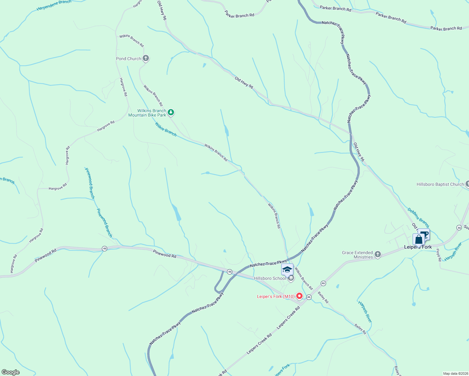 map of restaurants, bars, coffee shops, grocery stores, and more near 5591 Wilkins Branch Road in Franklin