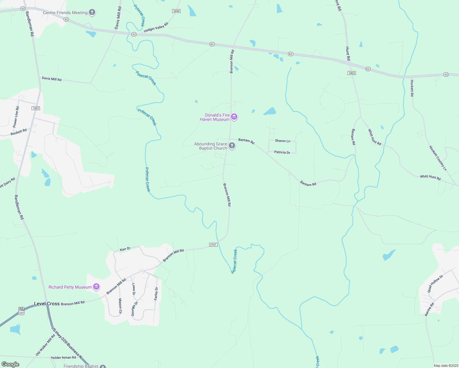 map of restaurants, bars, coffee shops, grocery stores, and more near 1198 Branson Mill Road in Pleasant Garden