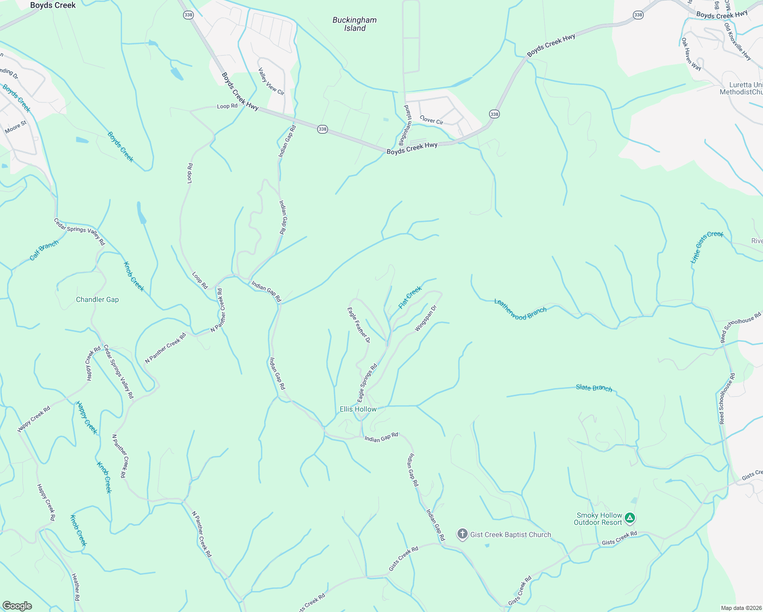 map of restaurants, bars, coffee shops, grocery stores, and more near 1626 Eagle Springs Road in Sevierville