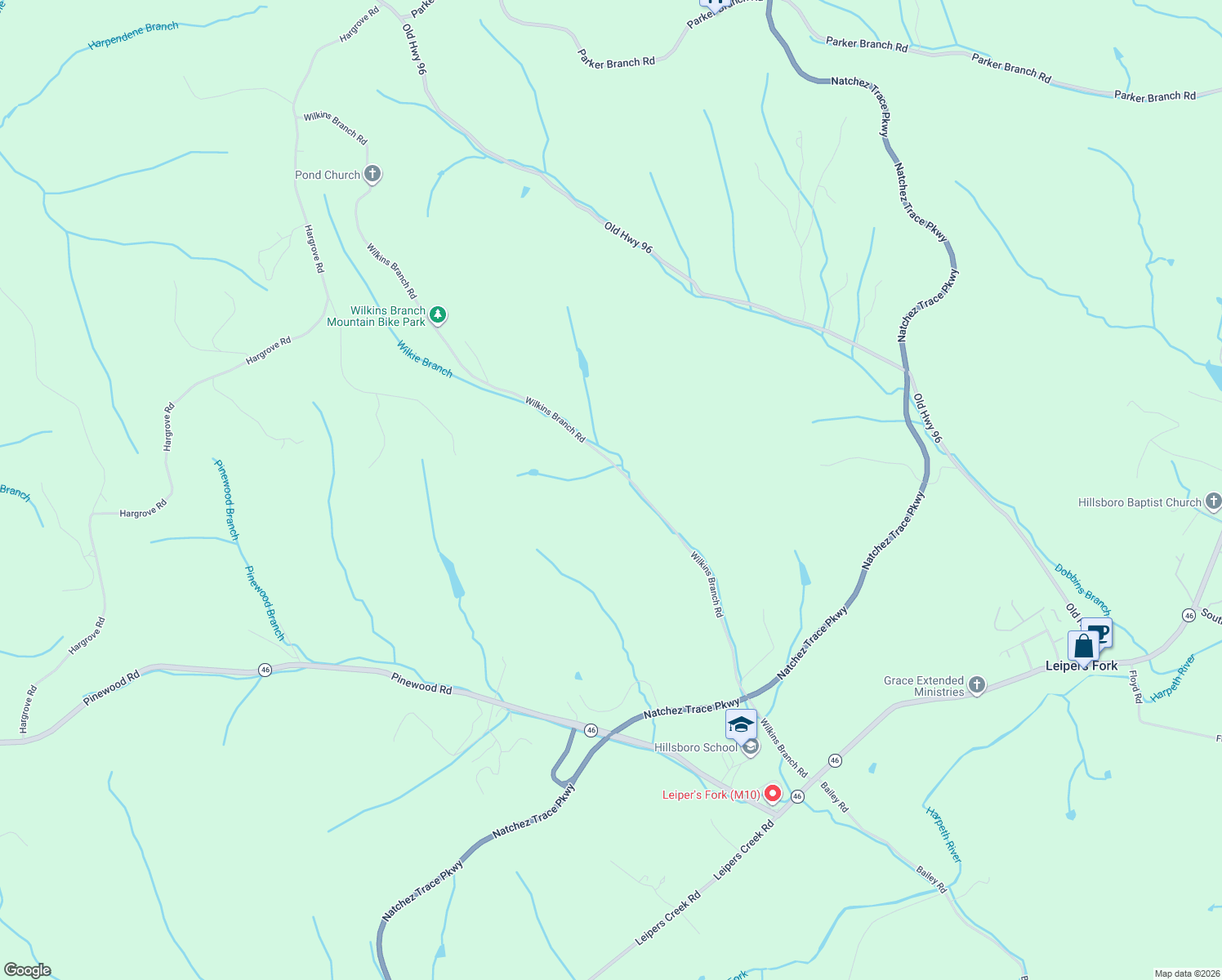 map of restaurants, bars, coffee shops, grocery stores, and more near 5591 Wilkins Branch Road in Franklin