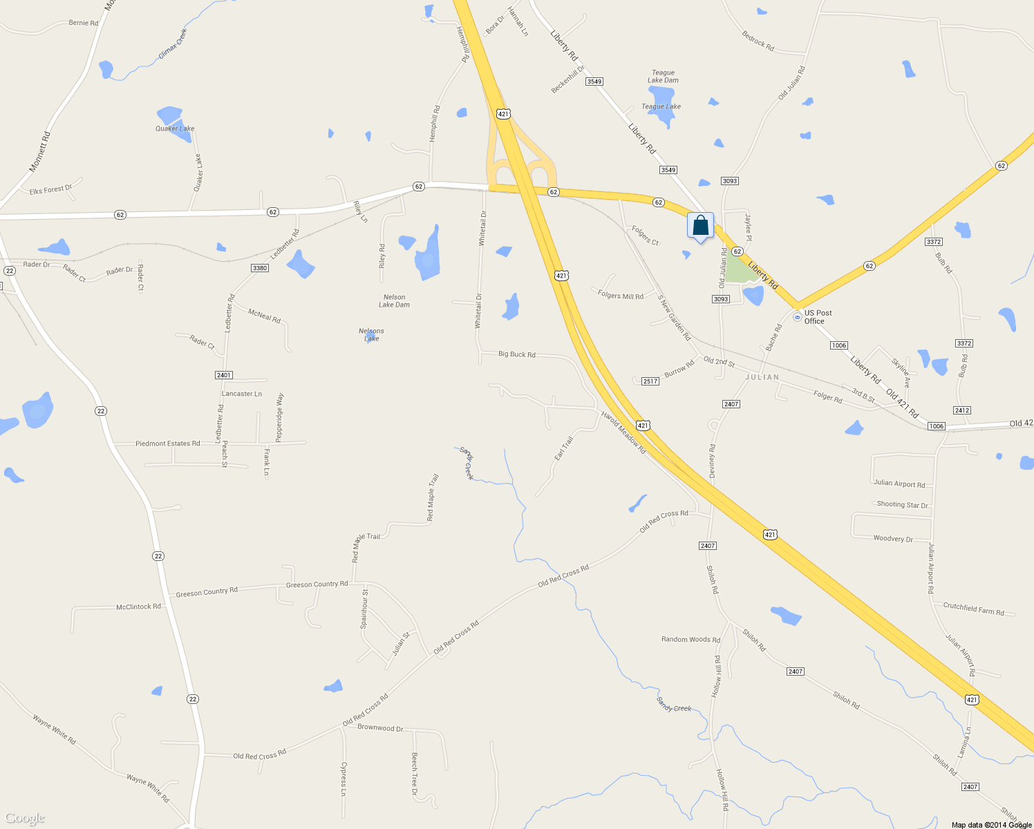 map of restaurants, bars, coffee shops, grocery stores, and more near 6119 Harold Meadow Road in Julian