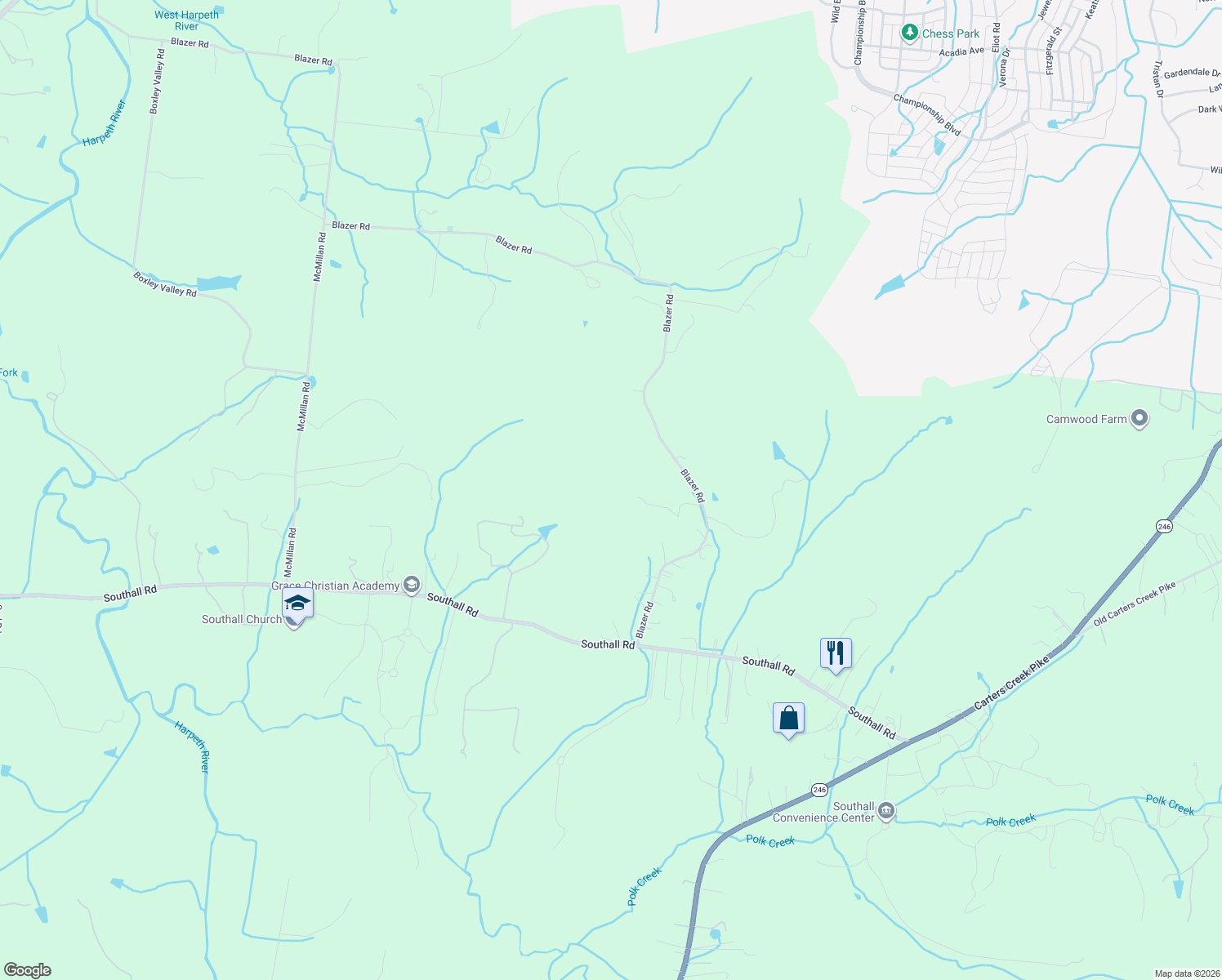 map of restaurants, bars, coffee shops, grocery stores, and more near 3137 Blazer Road in Franklin