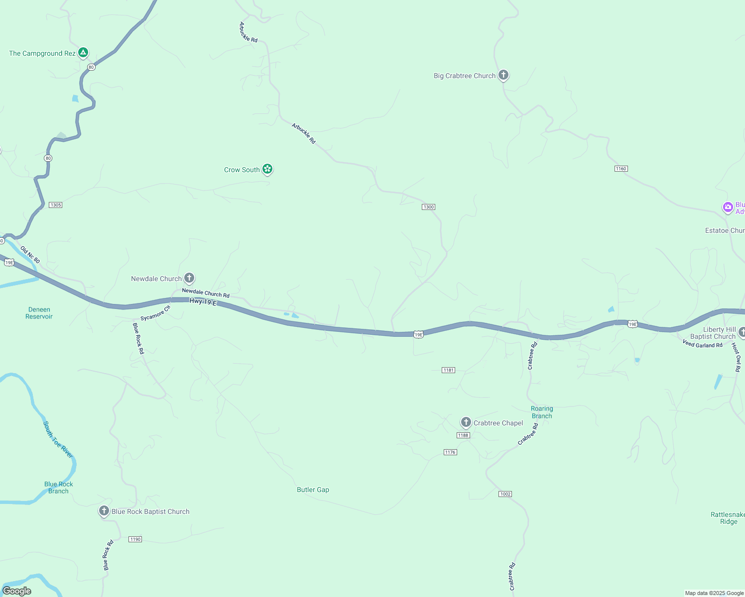 map of restaurants, bars, coffee shops, grocery stores, and more near Boxwood Road in Yancey County