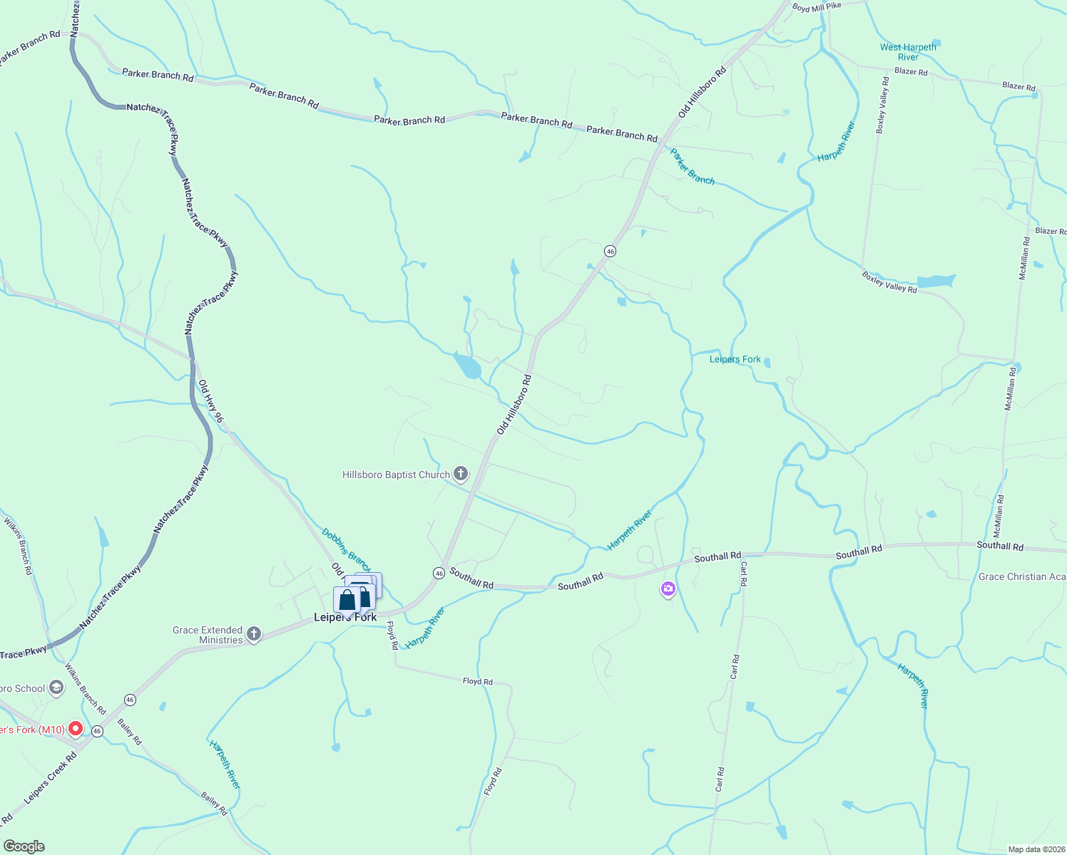 map of restaurants, bars, coffee shops, grocery stores, and more near 4005 Old Hillsboro Road in Franklin