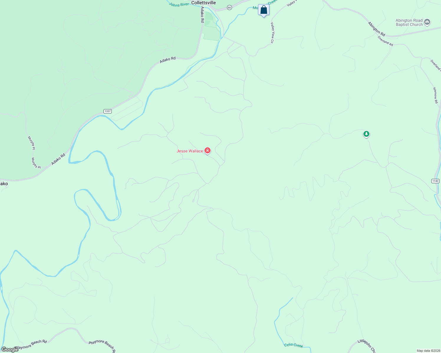 map of restaurants, bars, coffee shops, grocery stores, and more near 1234 Johns Ridge Parkway in Lenoir
