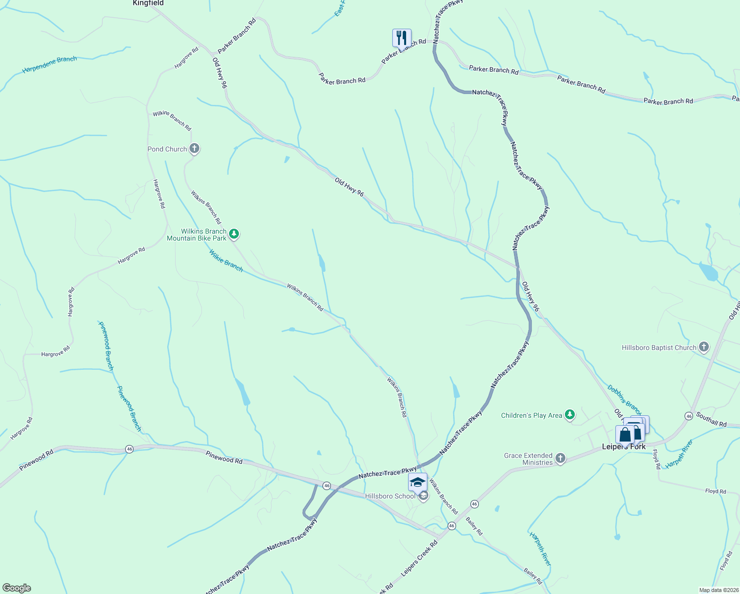 map of restaurants, bars, coffee shops, grocery stores, and more near 5584 Wilkins Branch Road in Franklin