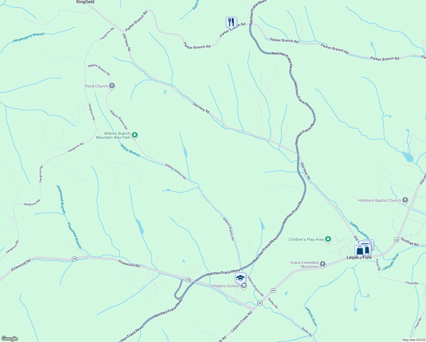 map of restaurants, bars, coffee shops, grocery stores, and more near 5584 Wilkins Branch Road in Franklin