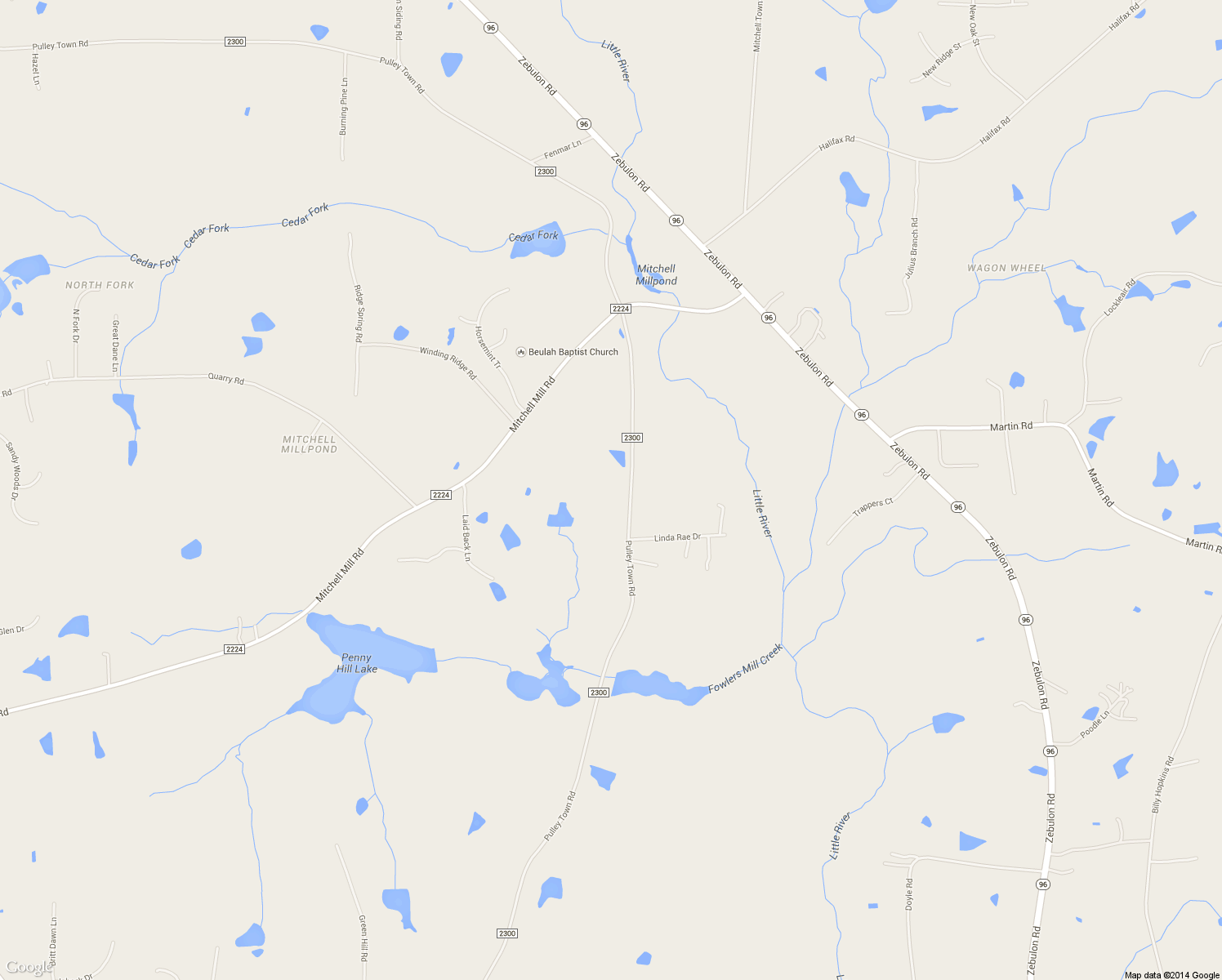 map of restaurants, bars, coffee shops, grocery stores, and more near 5305 Pulley Town Road in Zebulon