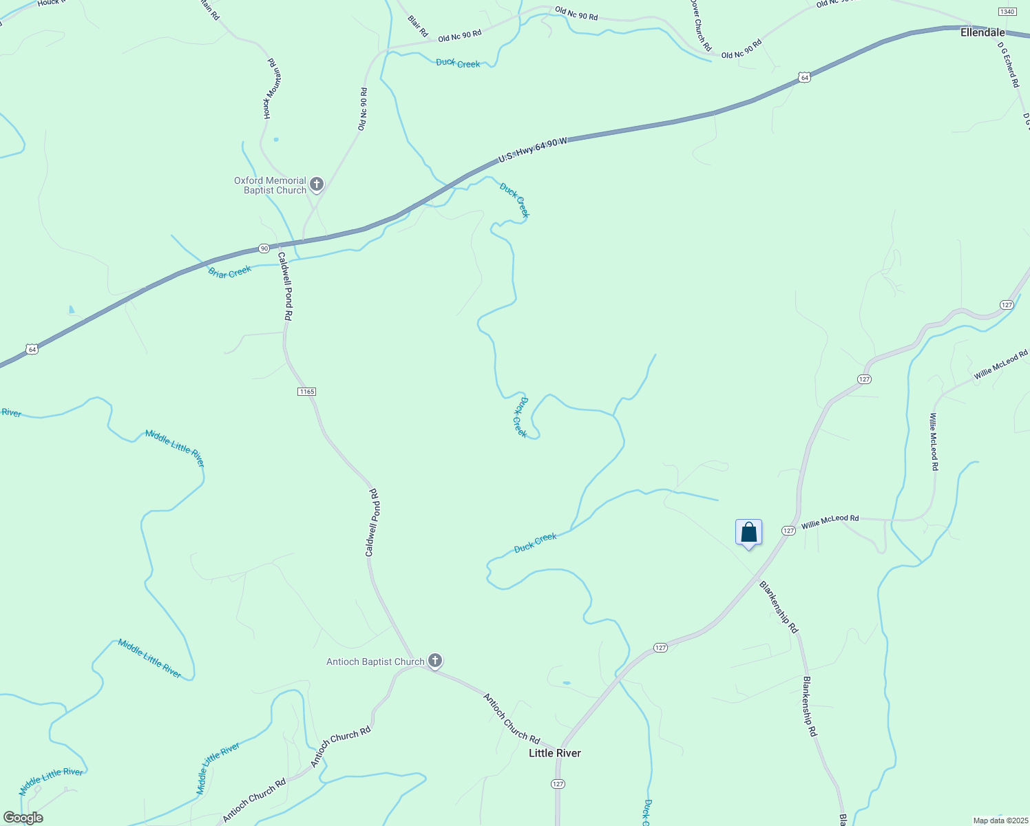 map of restaurants, bars, coffee shops, grocery stores, and more near U.S. Highway 64 in Township of Taylorsville