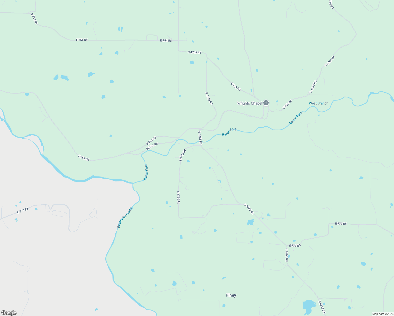 map of restaurants, bars, coffee shops, grocery stores, and more near Piney Road in Westville