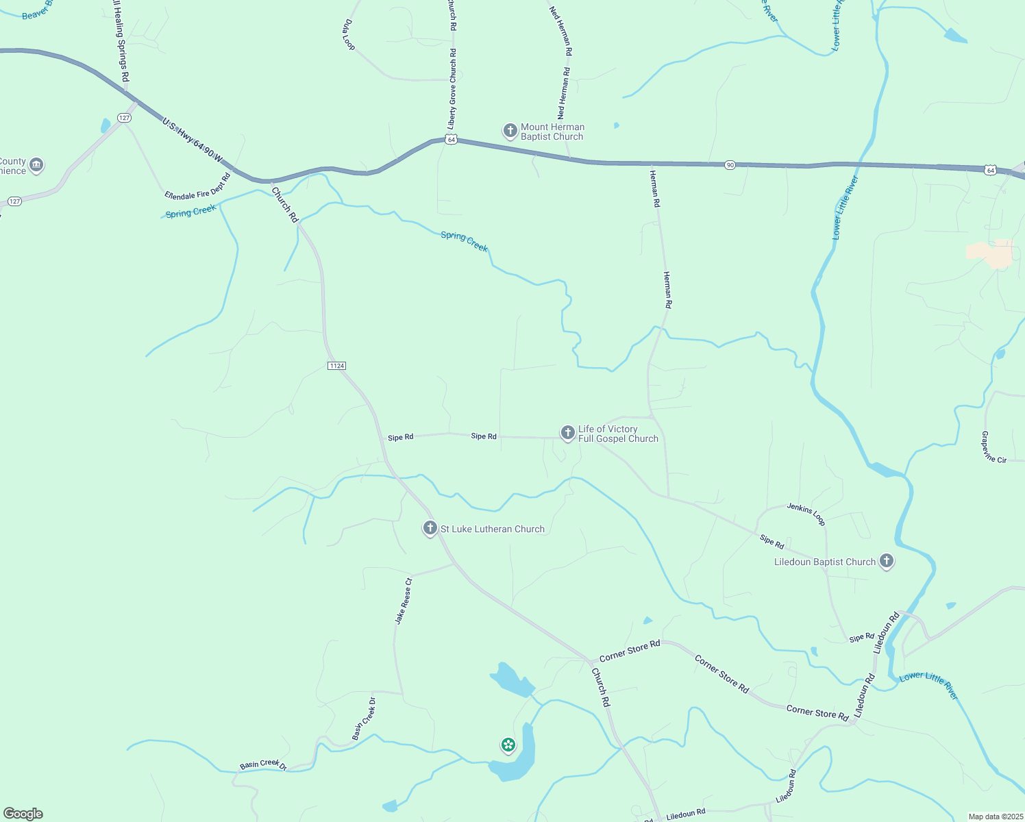 map of restaurants, bars, coffee shops, grocery stores, and more near 461 Sipe Road in Taylorsville
