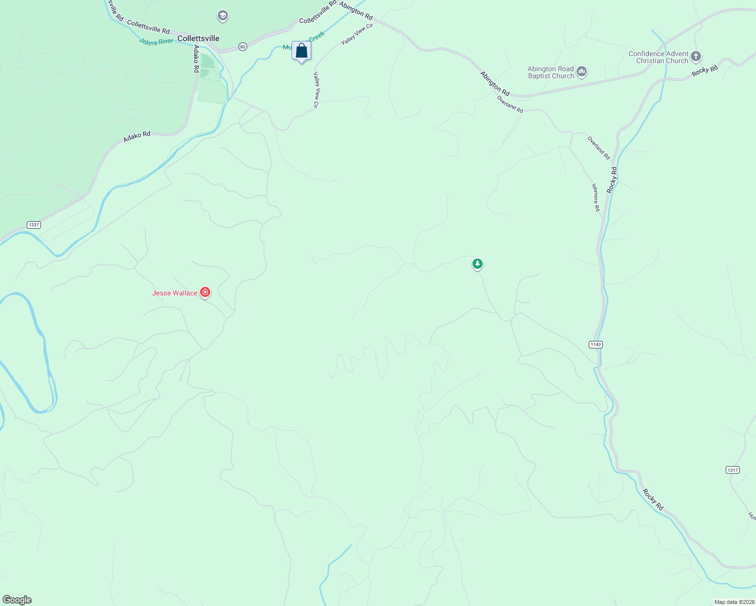 map of restaurants, bars, coffee shops, grocery stores, and more near Equestrian Drive in Lenoir