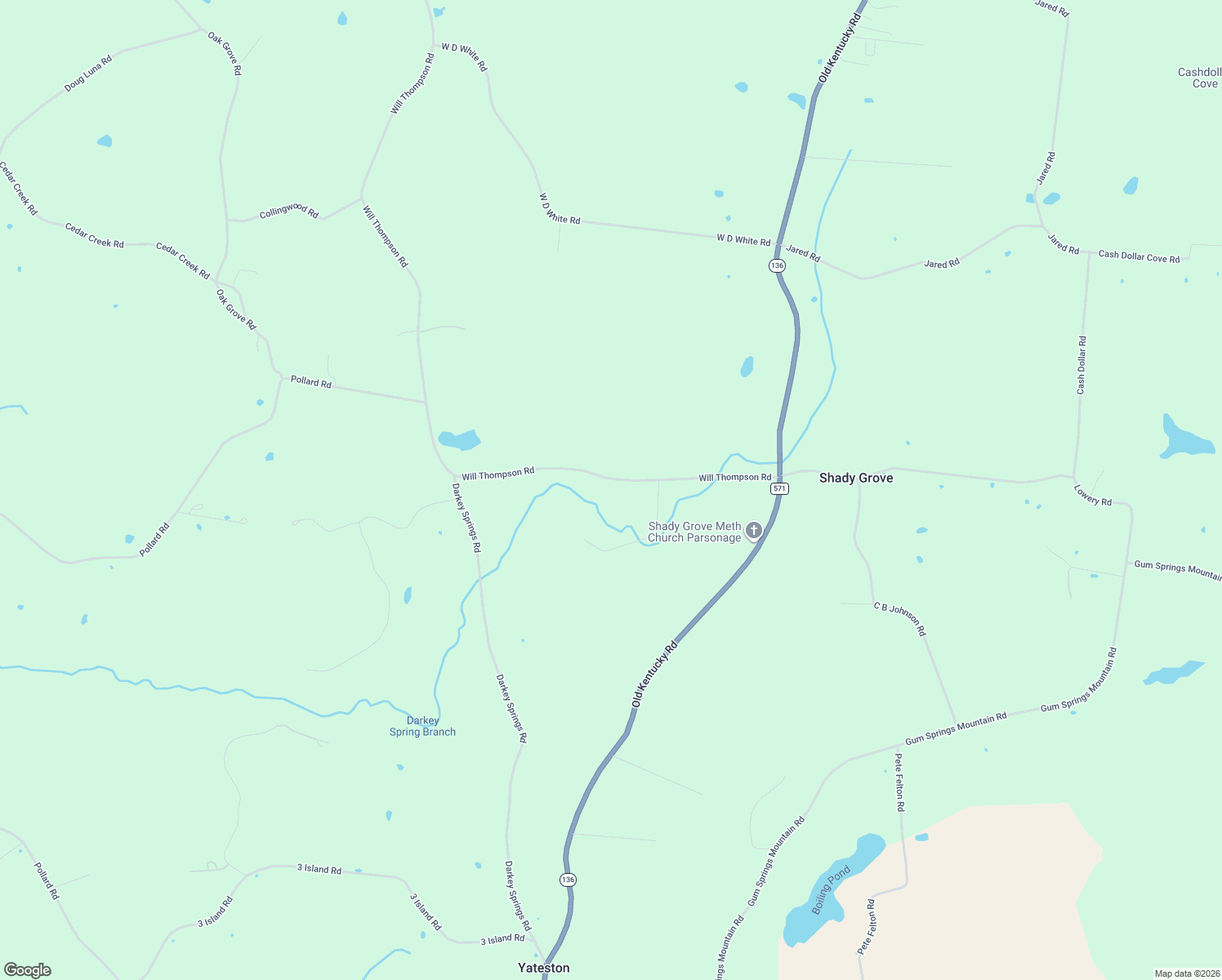 map of restaurants, bars, coffee shops, grocery stores, and more near 4478 Will Thompson Road in Walling