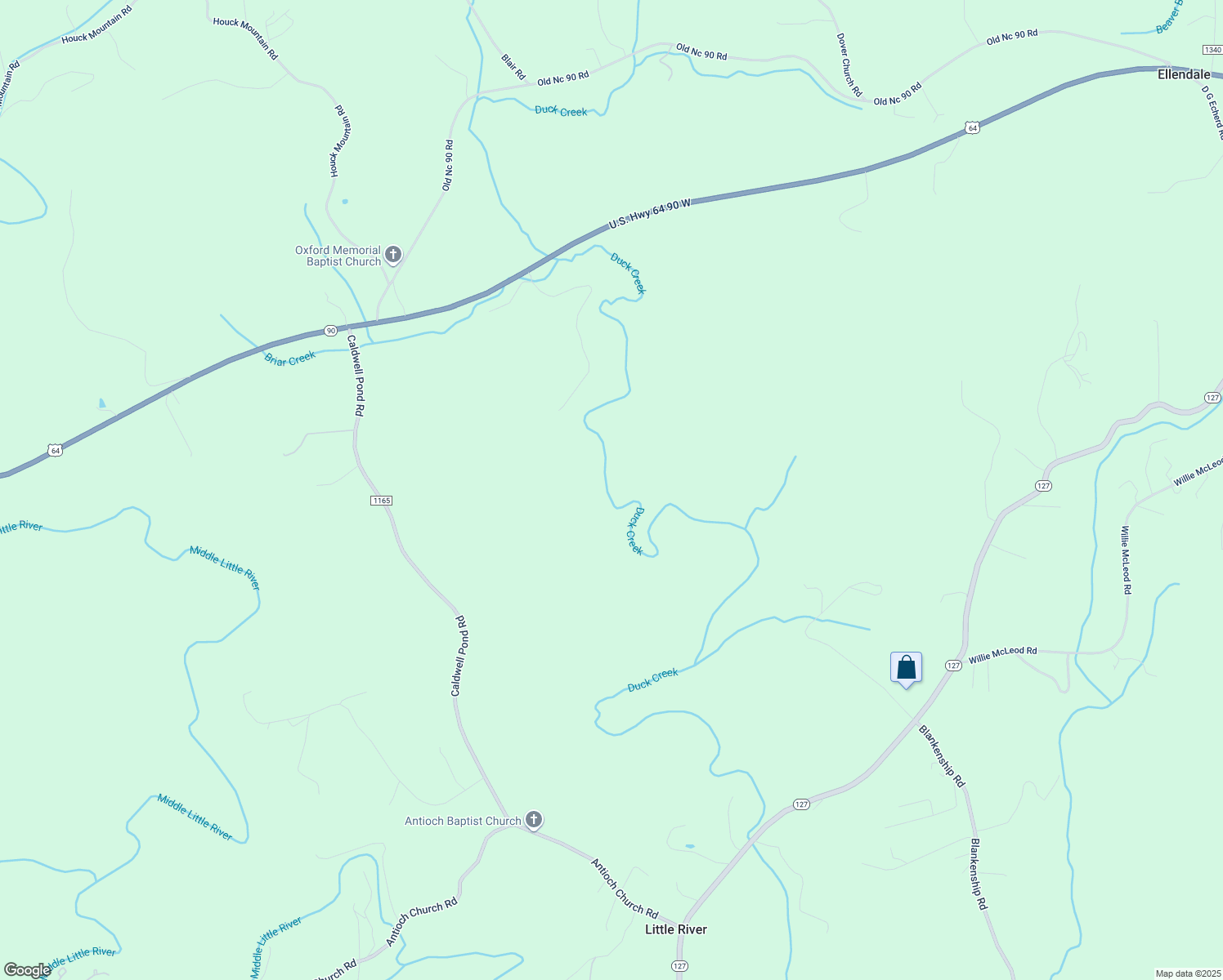 map of restaurants, bars, coffee shops, grocery stores, and more near U.S. Highway 64 in Township of Taylorsville