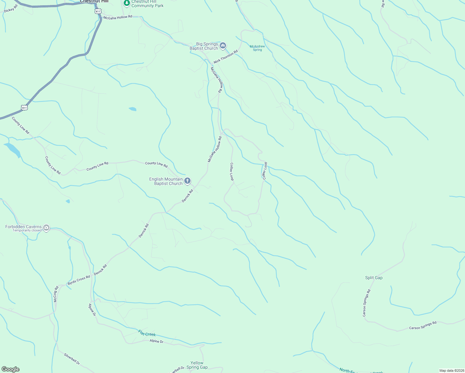 map of restaurants, bars, coffee shops, grocery stores, and more near 3737 Collier Loop in Dandridge