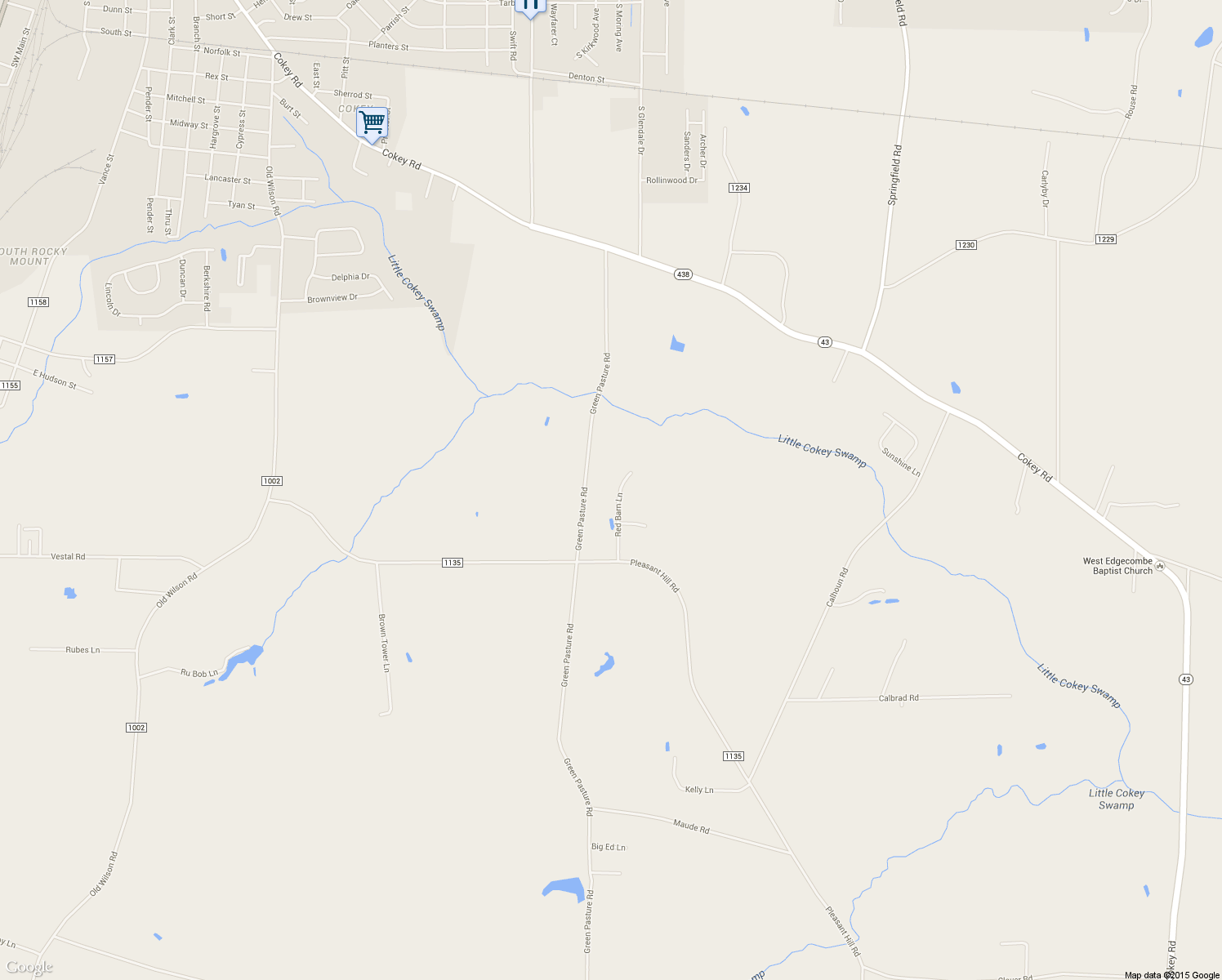 map of restaurants, bars, coffee shops, grocery stores, and more near 209 Red Barn Lane in Rocky Mount