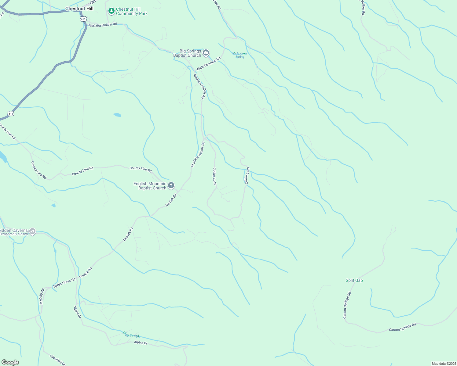 map of restaurants, bars, coffee shops, grocery stores, and more near 3747 Collier Loop in Dandridge