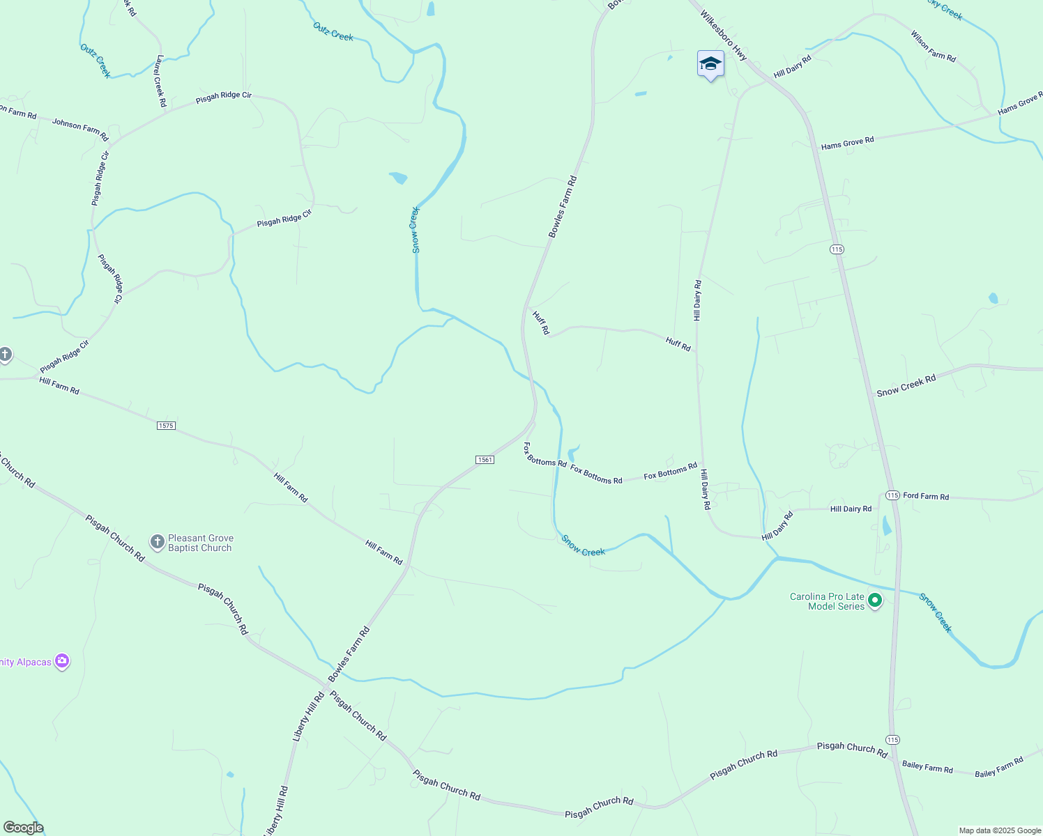 map of restaurants, bars, coffee shops, grocery stores, and more near Bowles Farm Road in Statesville