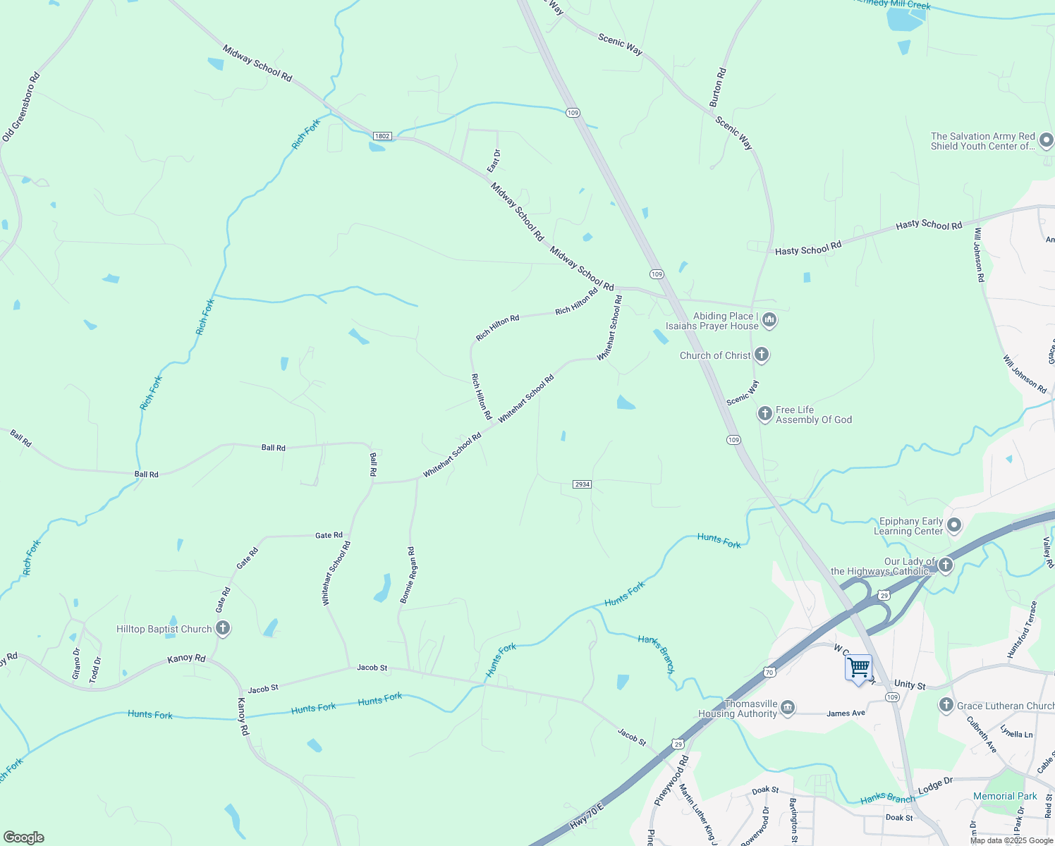 map of restaurants, bars, coffee shops, grocery stores, and more near 216 Bowers Road in Thomasville