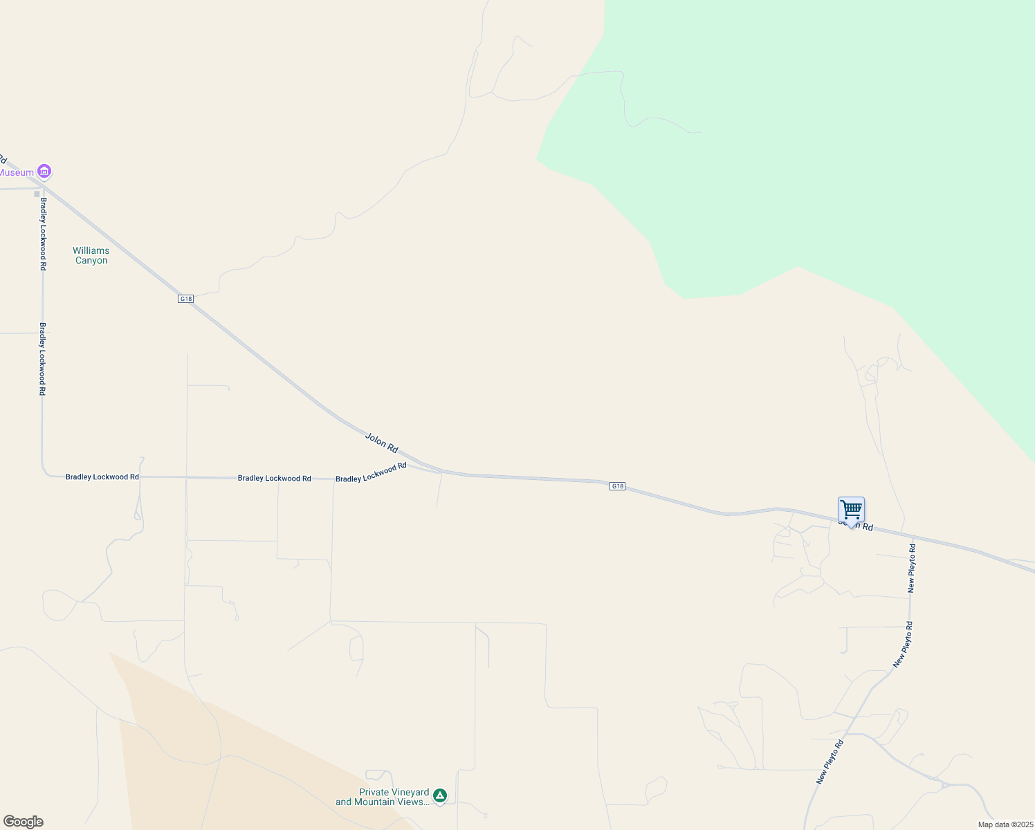 map of restaurants, bars, coffee shops, grocery stores, and more near 70175 Jolon Road in Bradley