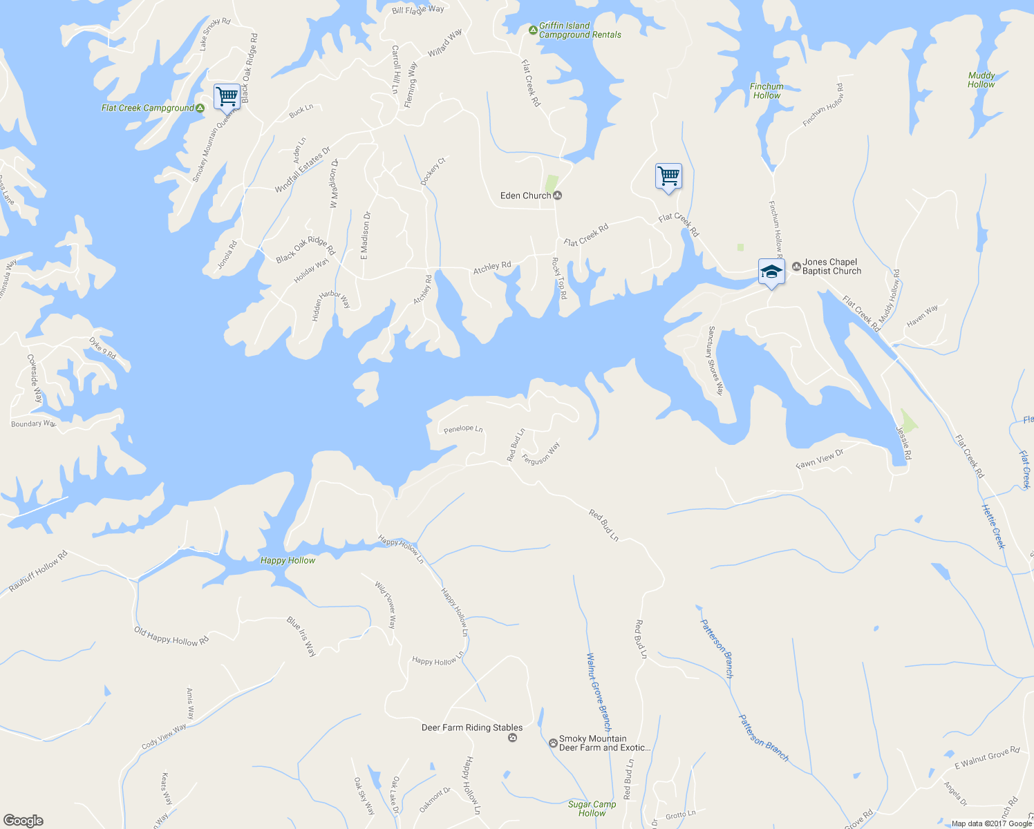 map of restaurants, bars, coffee shops, grocery stores, and more near 795 Red Bud Lane in Sevierville