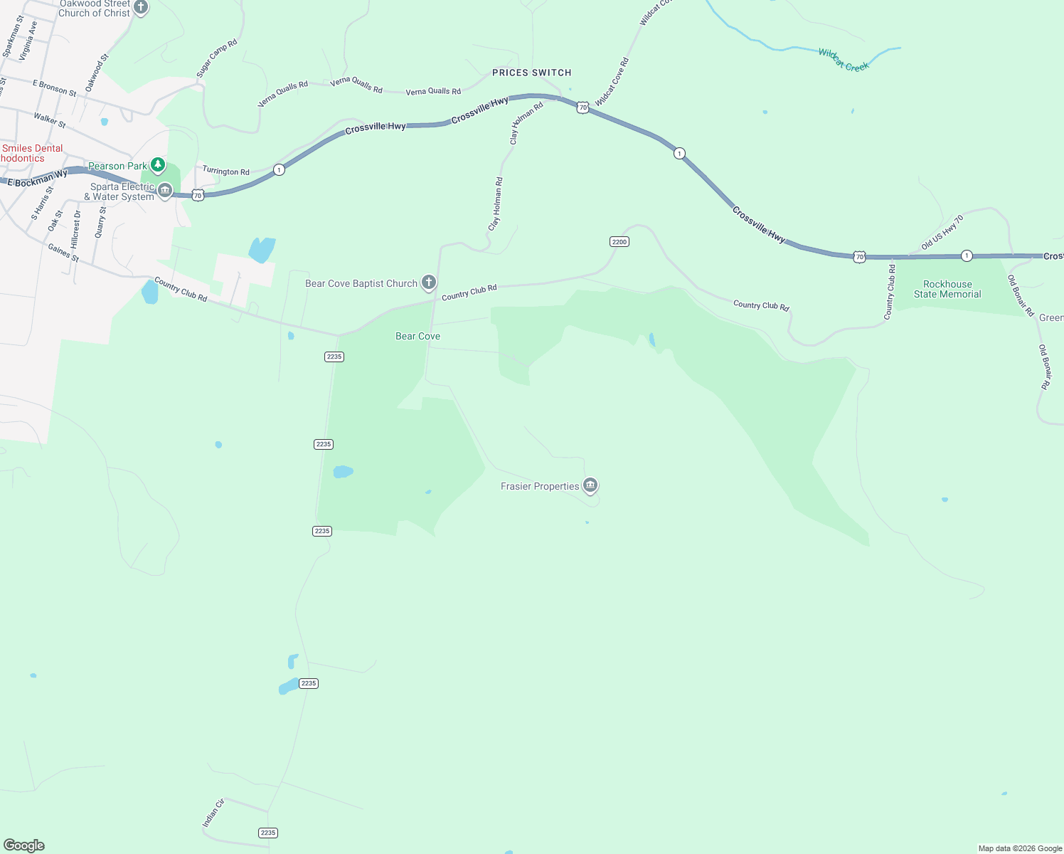 map of restaurants, bars, coffee shops, grocery stores, and more near 1554 Baker Mountain Road in Sparta