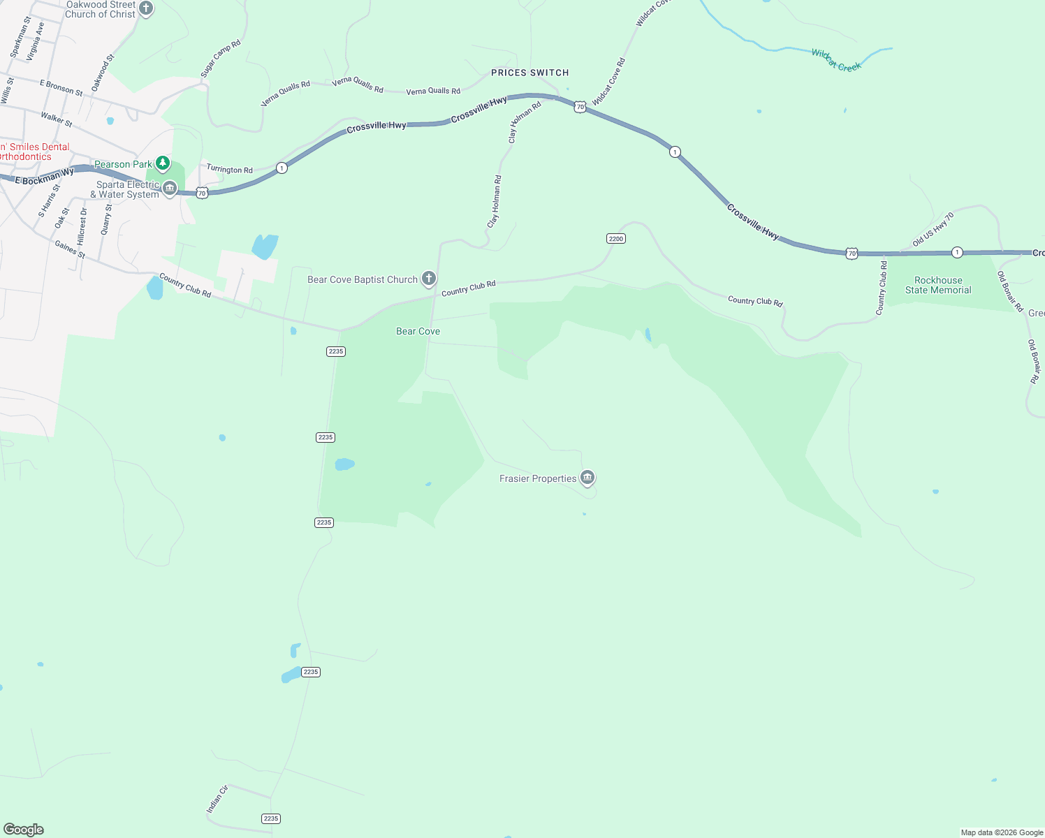 map of restaurants, bars, coffee shops, grocery stores, and more near 1554 Baker Mountain Road in Sparta