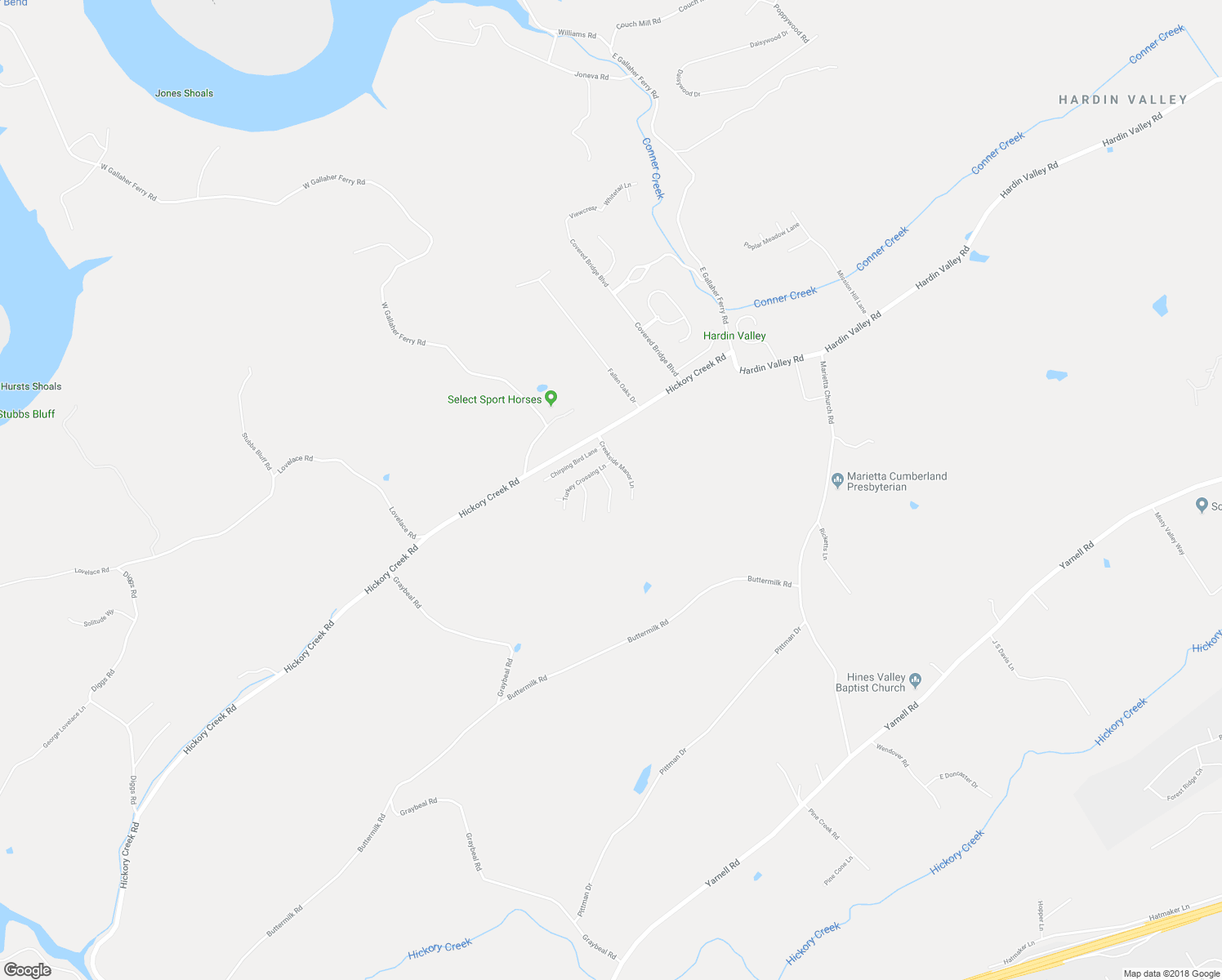 map of restaurants, bars, coffee shops, grocery stores, and more near Gusty Wind Lane in Knoxville