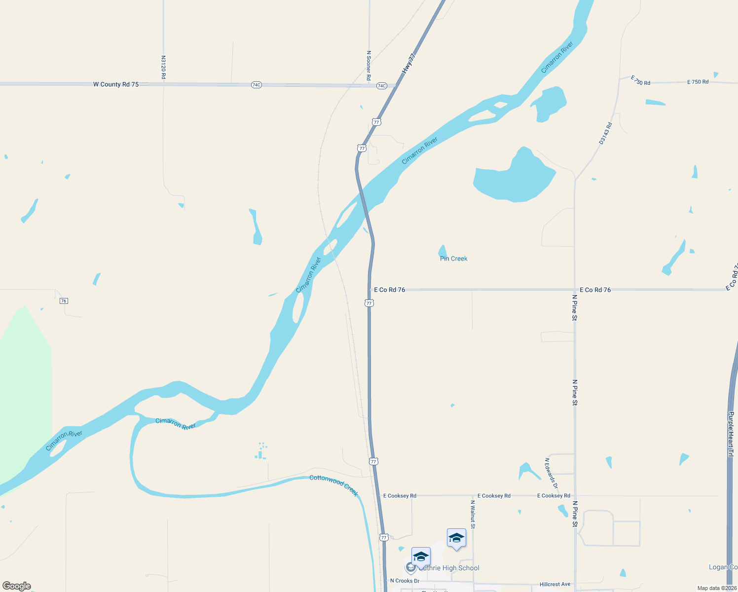 map of restaurants, bars, coffee shops, grocery stores, and more near 3699 U.S. 77 in Guthrie