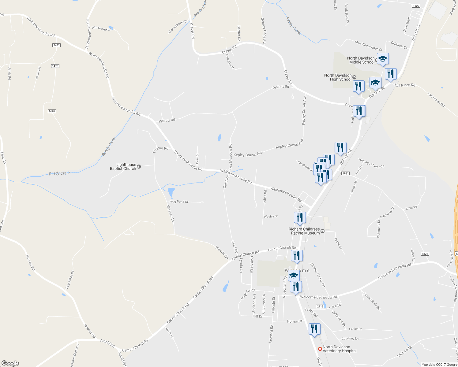 map of restaurants, bars, coffee shops, grocery stores, and more near 686 Cecil Road in Lexington