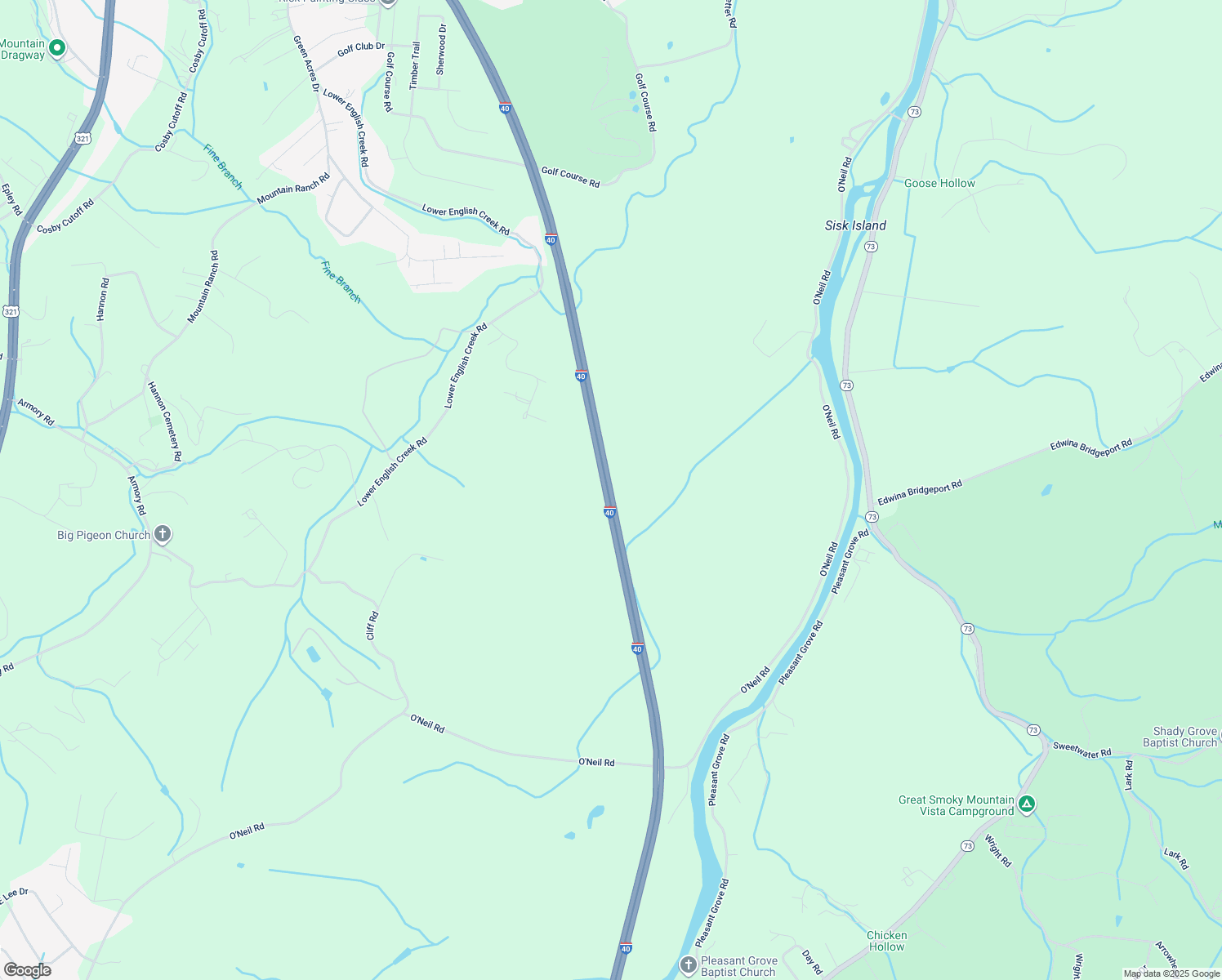 map of restaurants, bars, coffee shops, grocery stores, and more near Interstate 40 in Newport