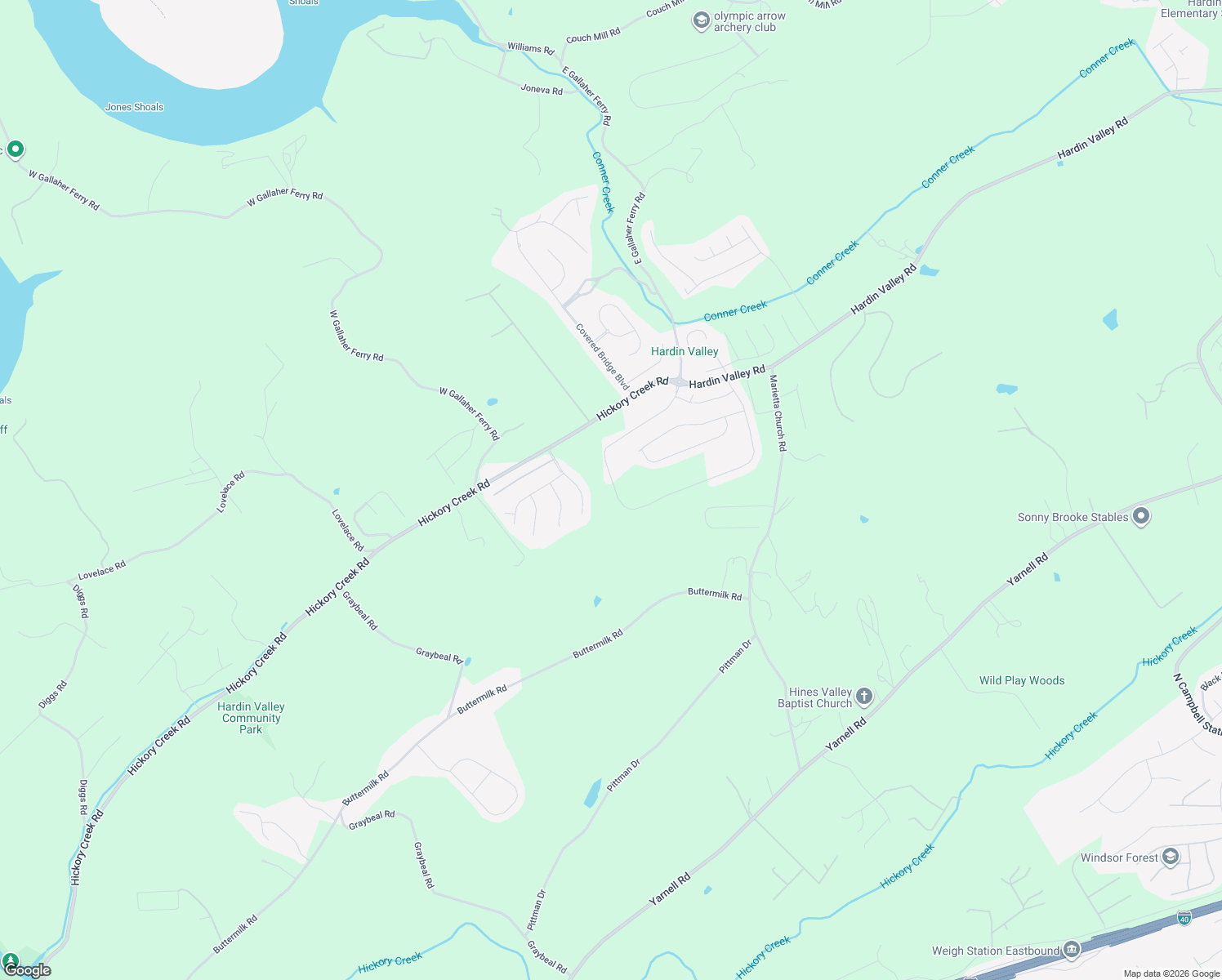 map of restaurants, bars, coffee shops, grocery stores, and more near 2024 Creekside Manor Lane in Knoxville