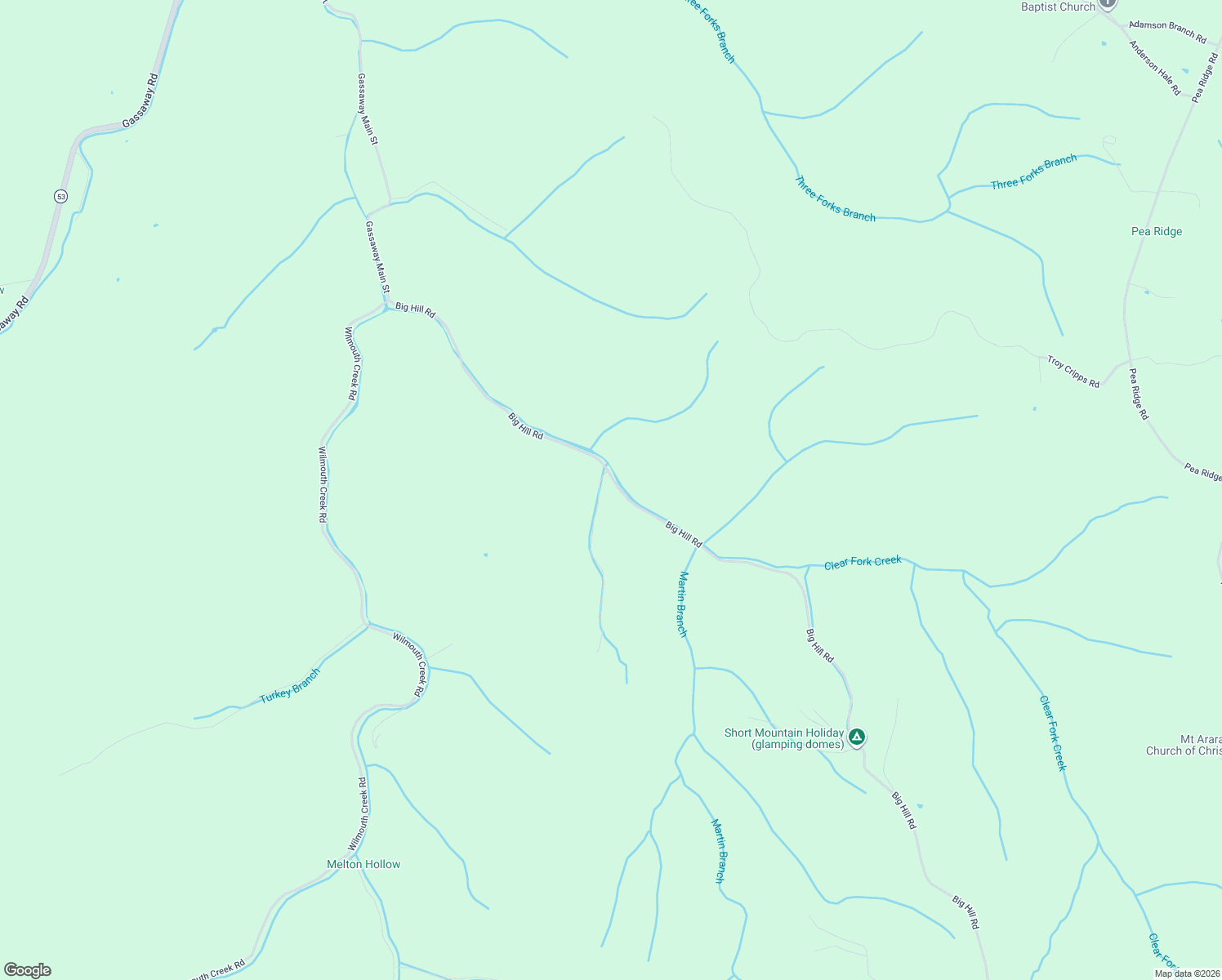 map of restaurants, bars, coffee shops, grocery stores, and more near 199 Melton Hollow Road in Liberty