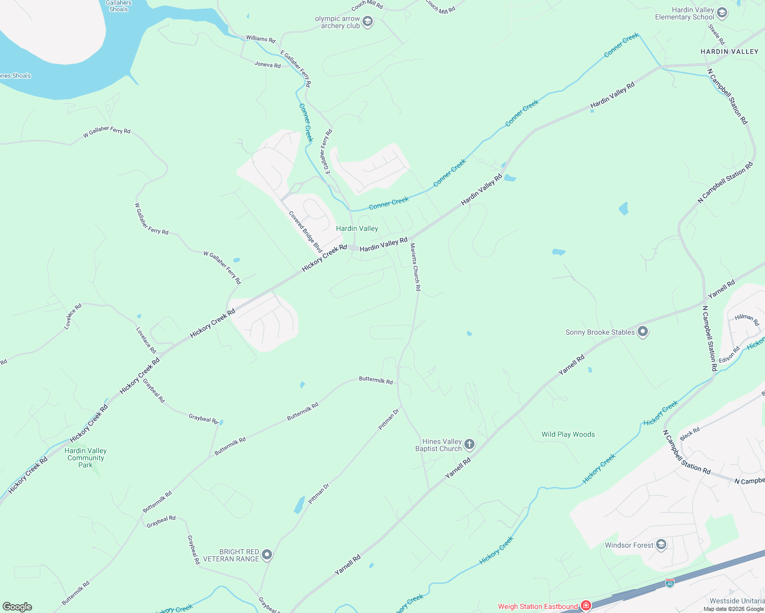 map of restaurants, bars, coffee shops, grocery stores, and more near 12140 Hardin Valley Road in Knoxville