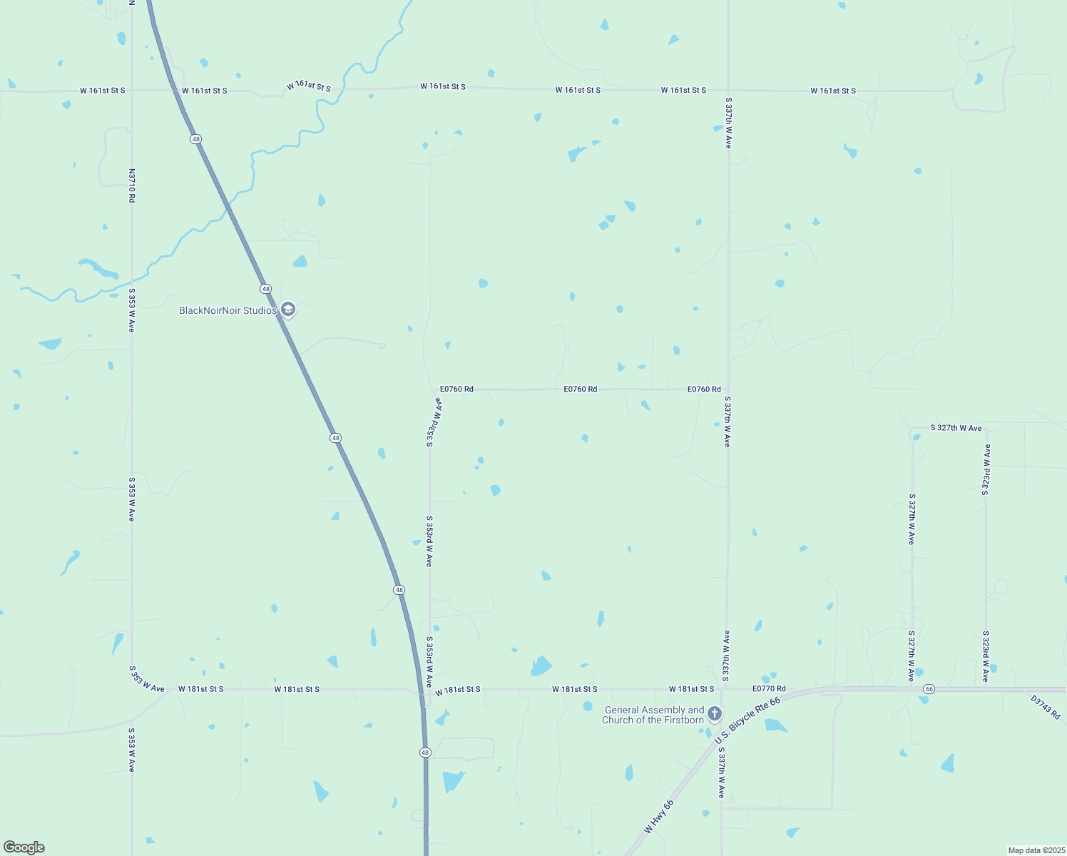 map of restaurants, bars, coffee shops, grocery stores, and more near 34712 E0760 Road in Bristow